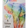 Colorful rainbow elephant wall art with the words Dream Big and follow your heart
