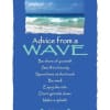 Blue beach-themed wall art with ocean wave photo and inspirational advice text