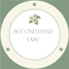 Graphic reading "SECOND HAND VASE" with small floral icons