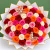 Bouquet of multicolored roses with butterfly decorations