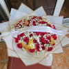 Bouquet of red roses with white baby's breath and gold butterfly accents