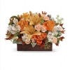 Simply chic and overflowing with fall blooms! This gorgeous arrangement is sure