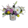 Gerbera daisies, lilies, peonies, roses, tulips, stock, calla lilies, veronica, pussy willow