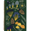 Embroidered notebook cover with colorful mushroom and floral motifs