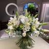 White lily and rose bouquet with daisies and eucalyptus