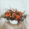 Ceramic White Pumpkin Vase includes Pumpkin Top attached to back of arrangement