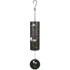Black hanging wind chime with white calla lily design and memorial text