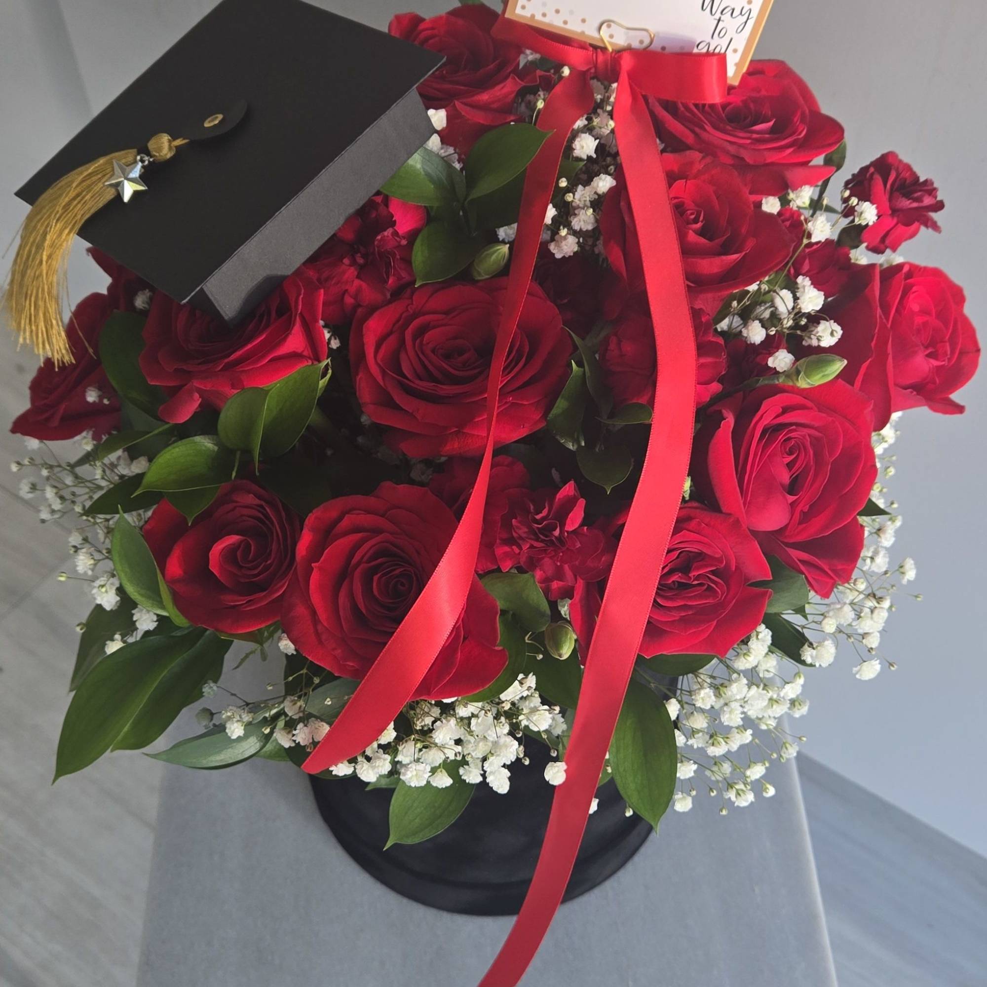 "Celebrate success in style with this elegant floral arrangement. Featuring lush red, photo 3 of 3