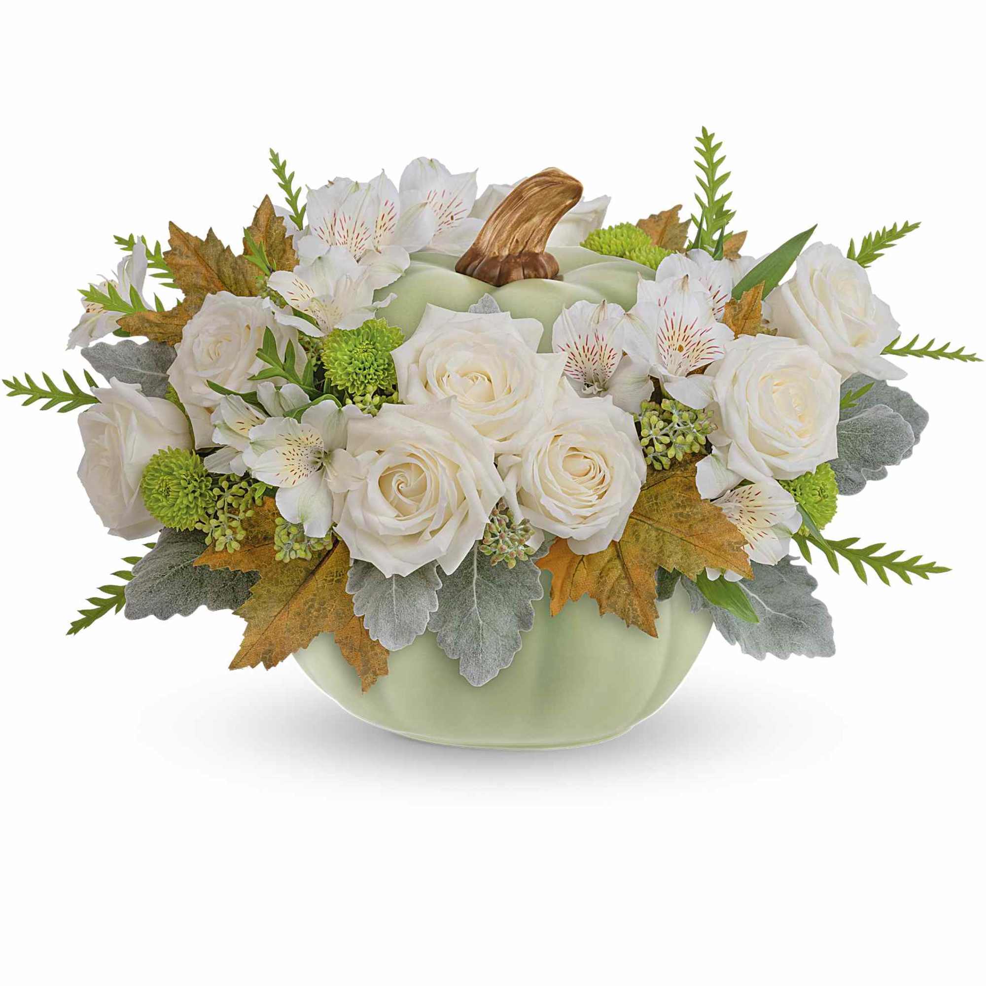 Ideal for your autumnal table setting, this sophisticated rose arrangement exudes elegance.