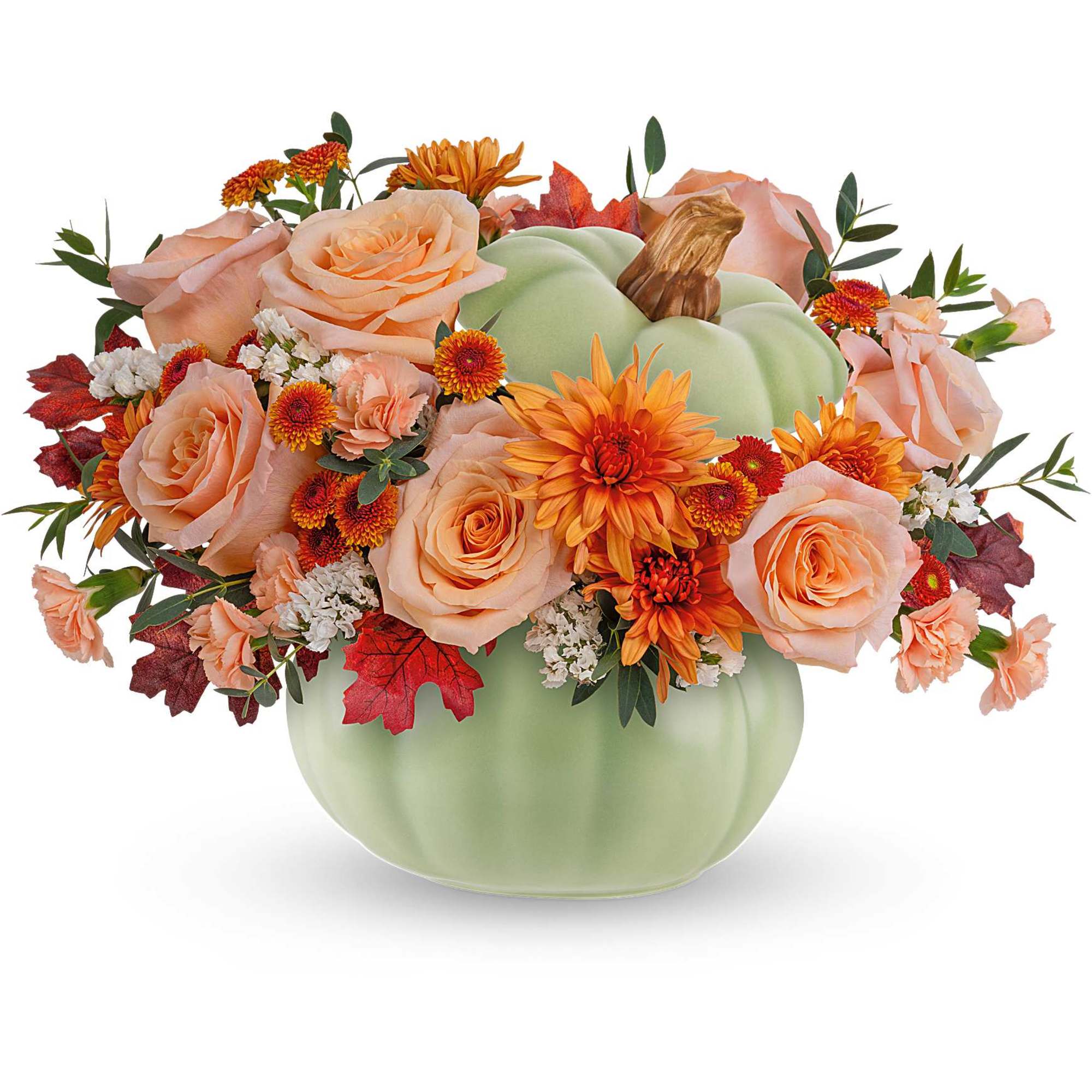 Brighten your fall gatherings with our Harvest Magic Bouquet, featuring autumnal peach