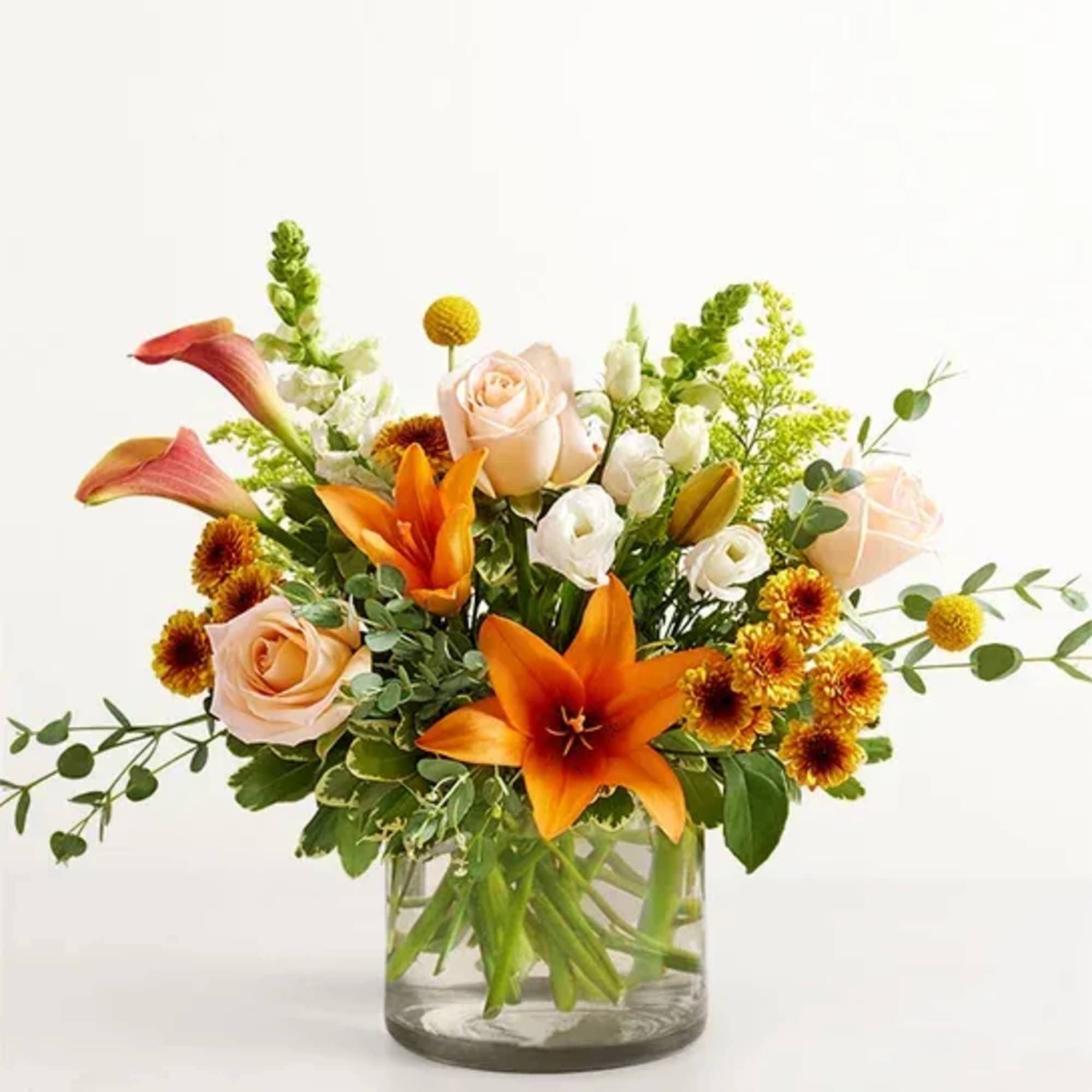 Our bouquet captures all the colors and textures of an autumn garden.