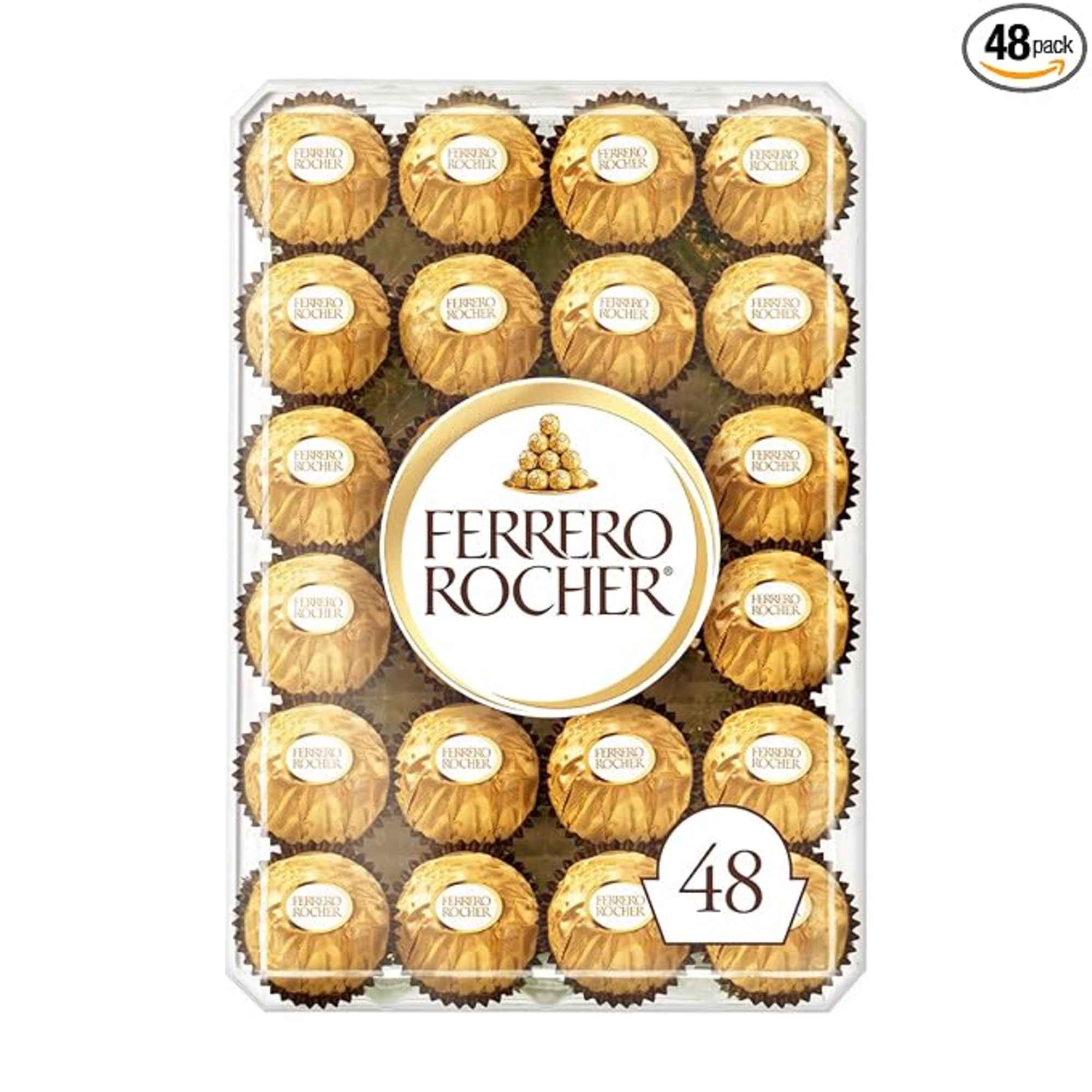 Box of Ferrero Rocher chocolates in gold wrappers
