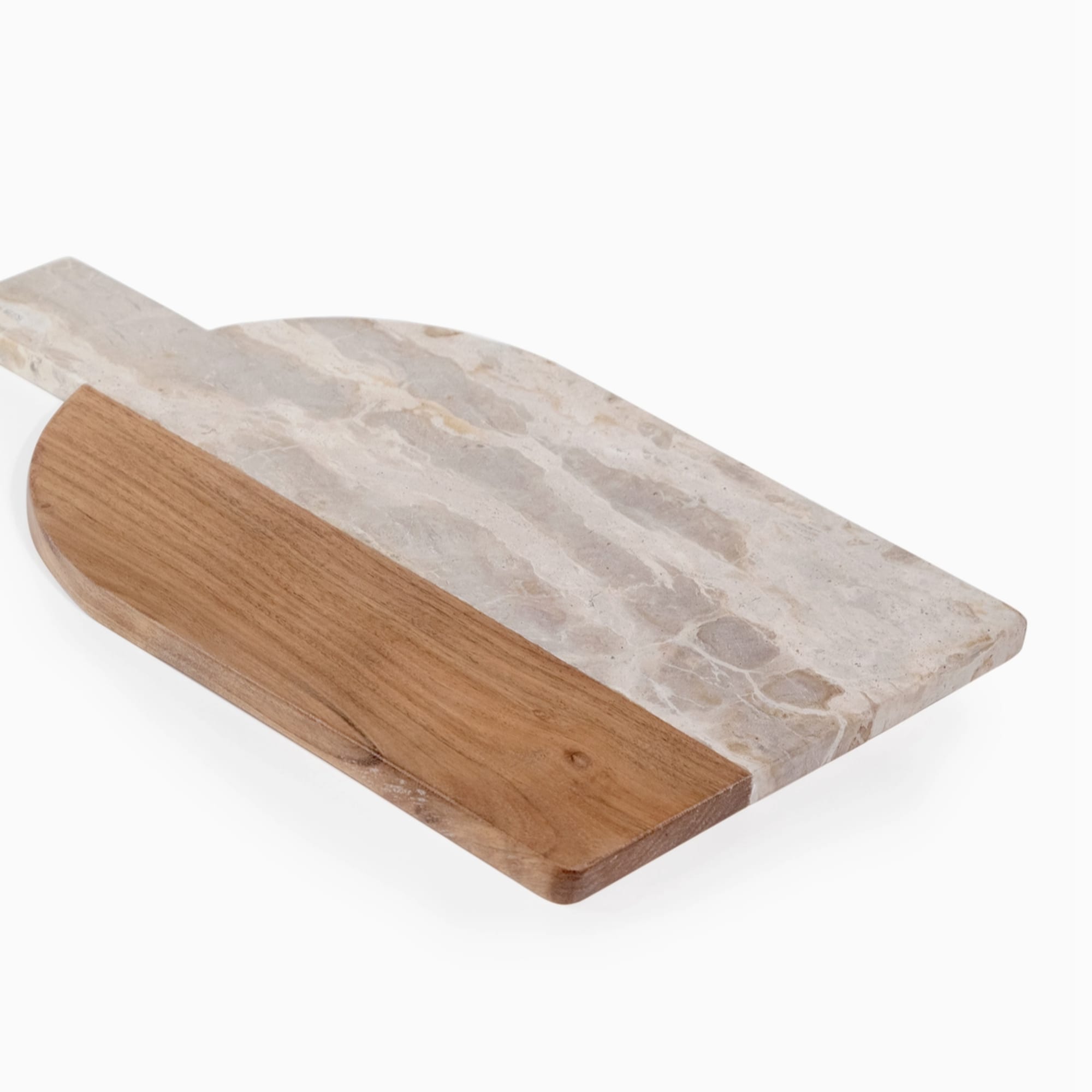 Marble and wood serving board with a handle