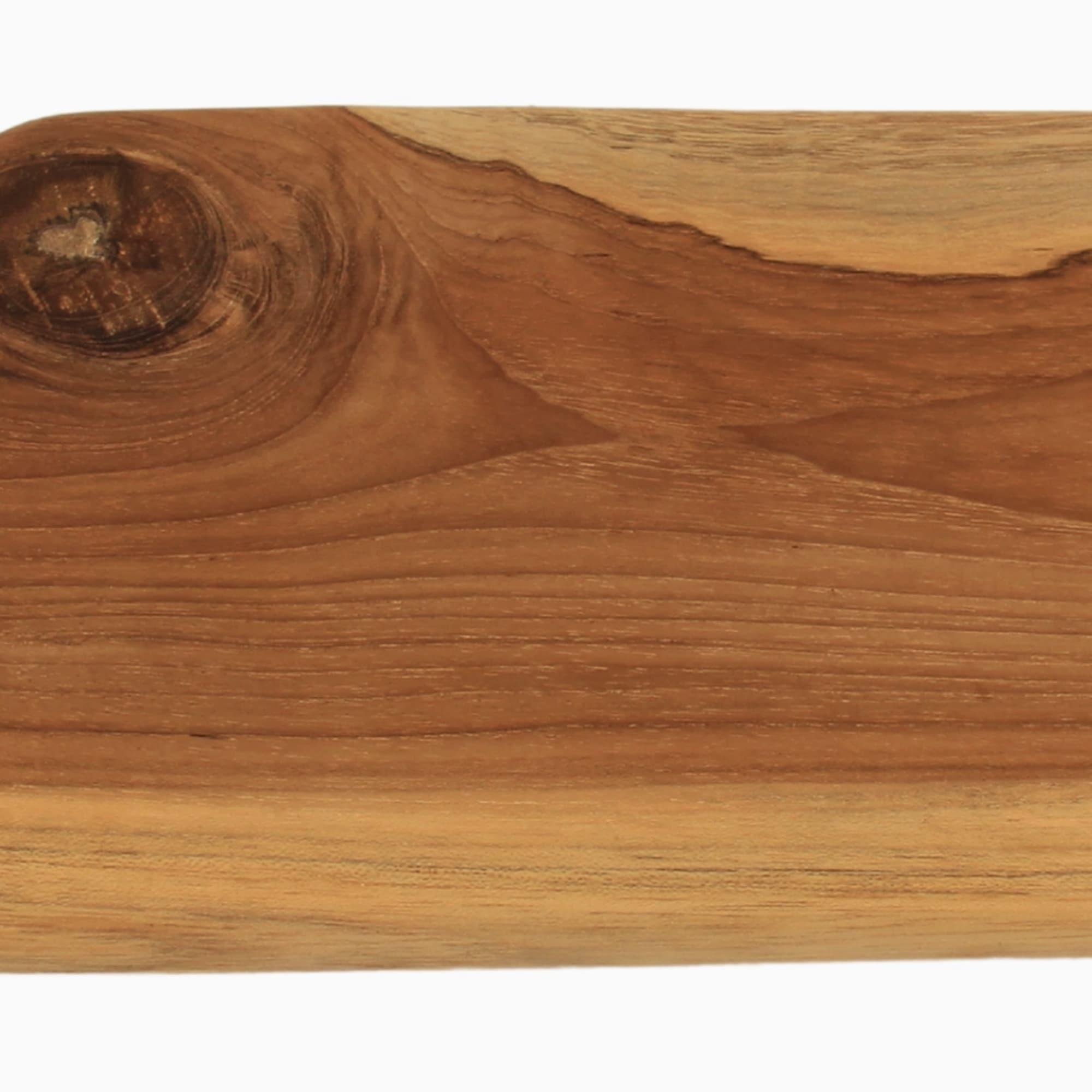Wooden cutting board with a handle on a white background