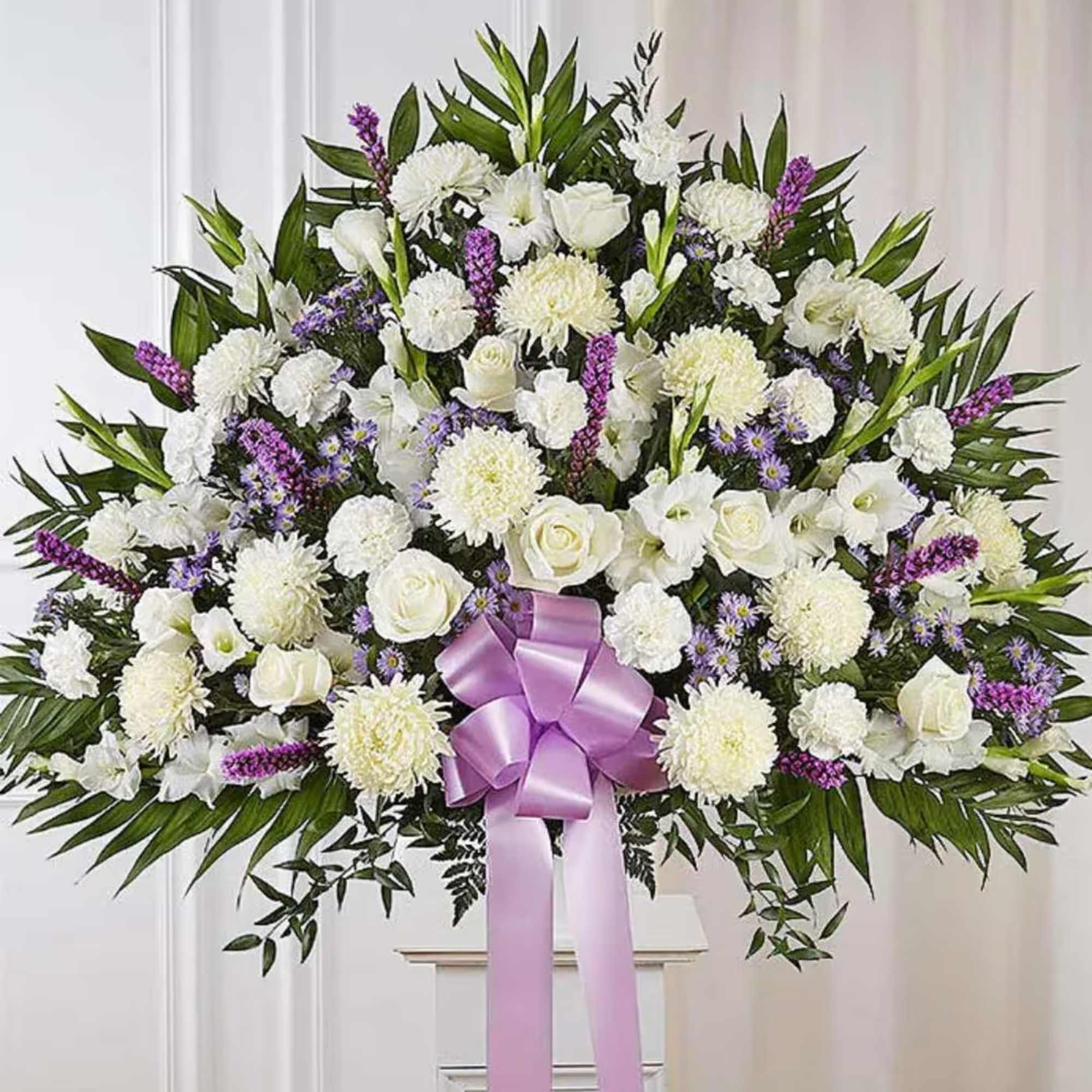 Lavender and White standing basket