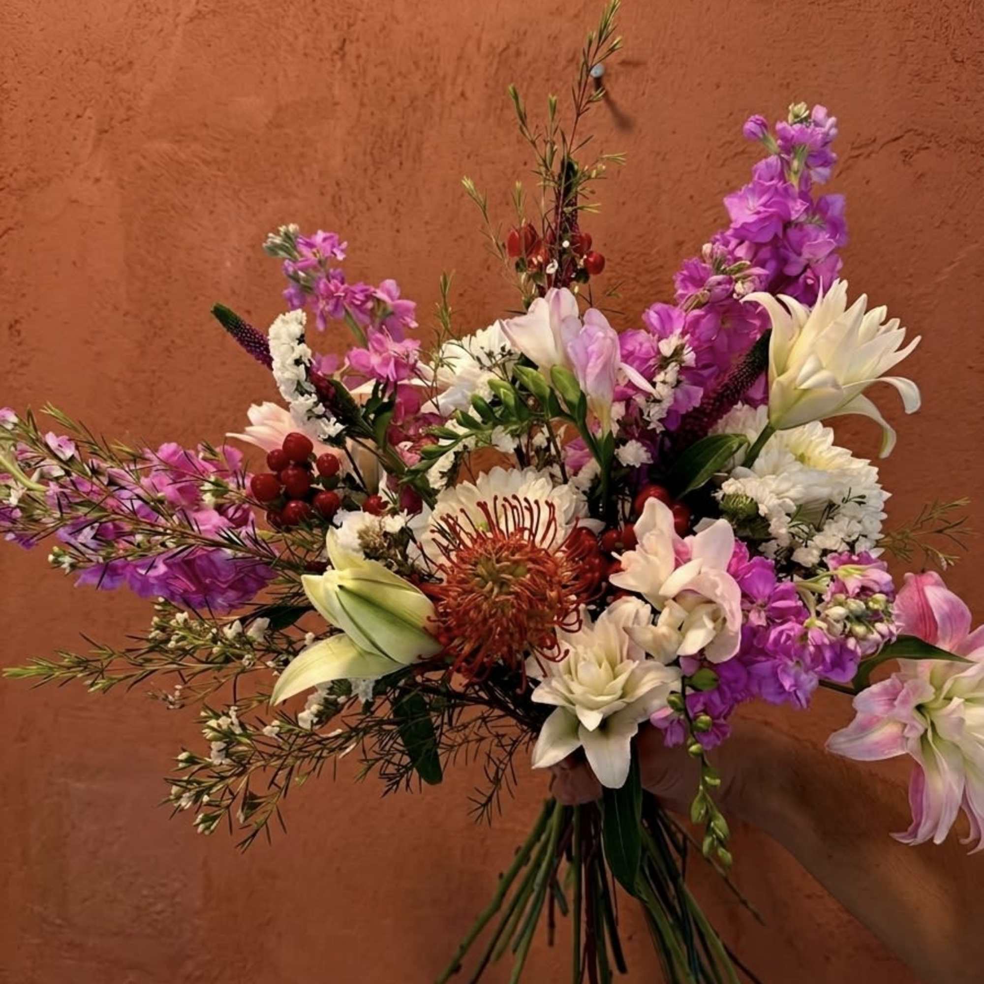Centered around the architectural brilliance of the Pincushion Protea, The Crown Jewel, photo 5 of 5