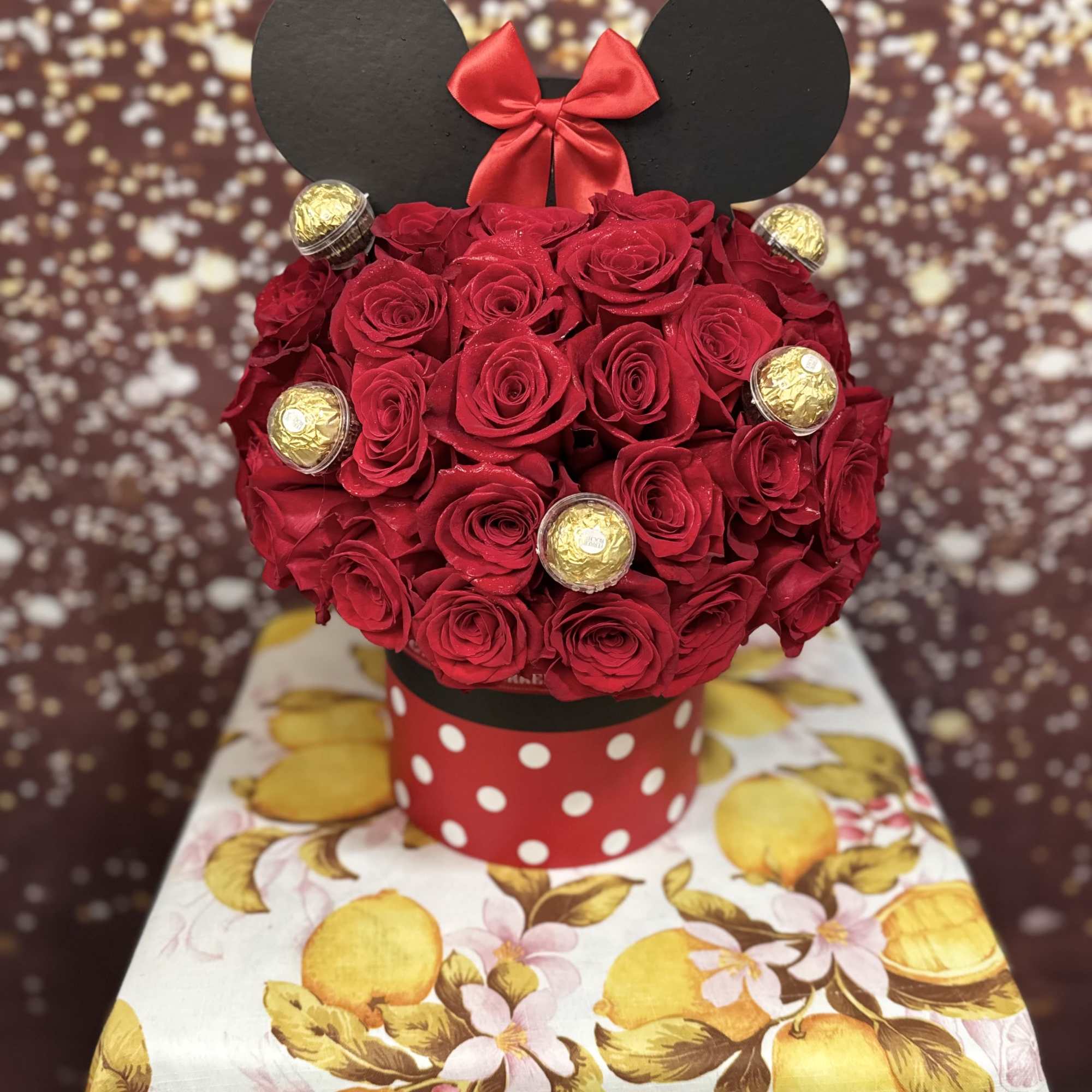 Arrangement based on mickey covered in roses