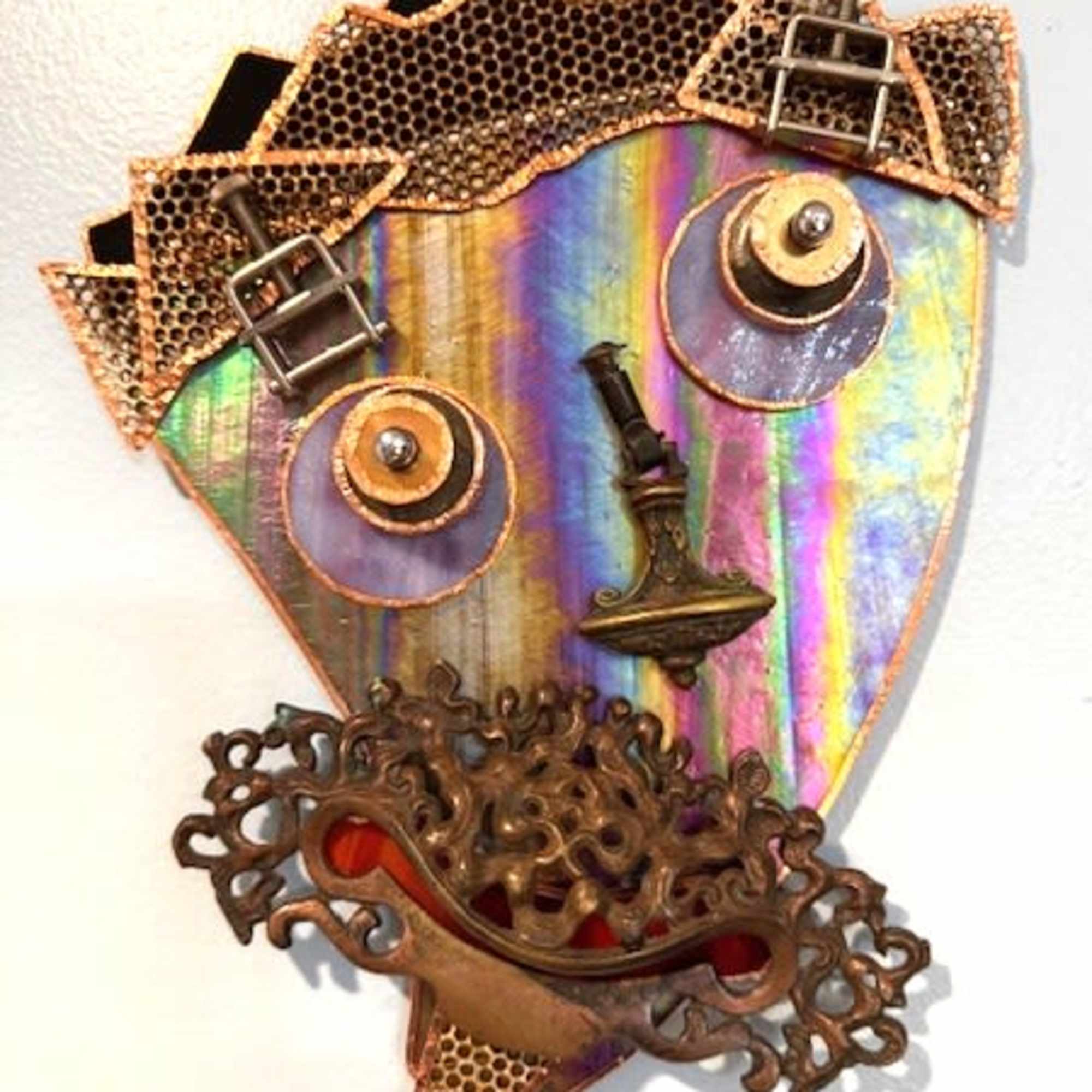 A playful industrial portrait that doubles as wall art, this mixed media, photo 2 of 2