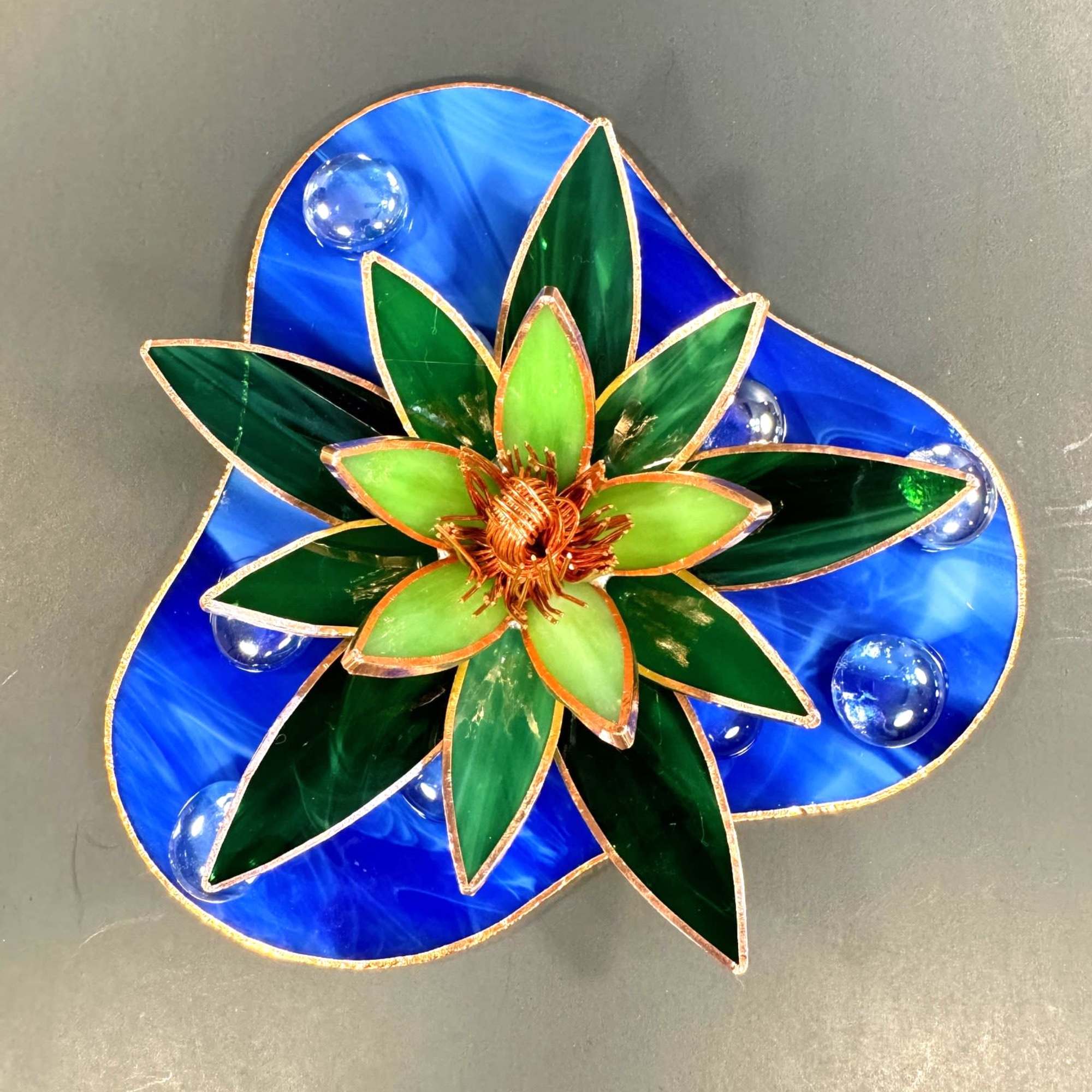 A sculptural stained-glass water lily that becomes a calming focal point -, photo 2 of 2