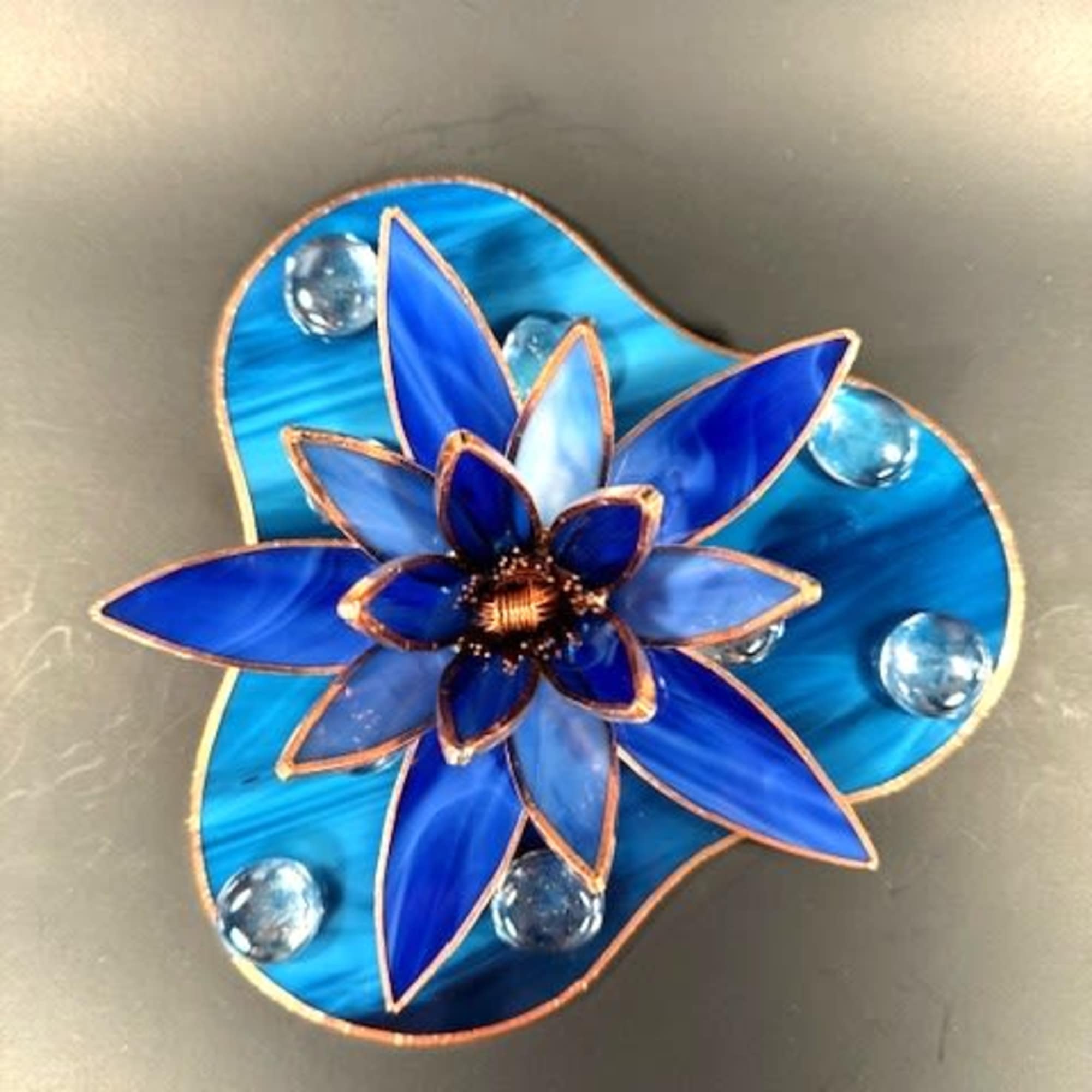 A sculptural cobalt blue lotus that reads like art and feels like, photo 2 of 2