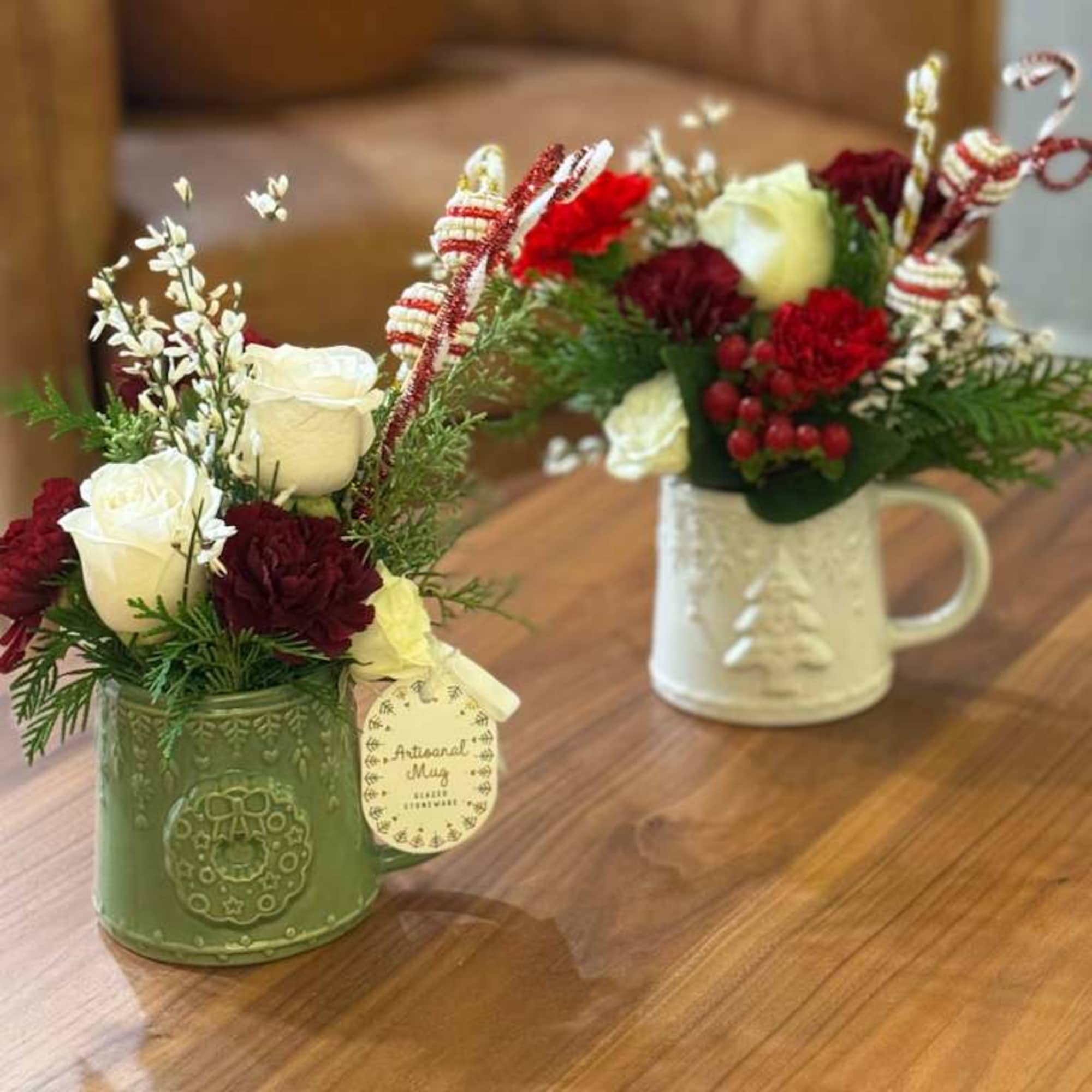 Our Christmas Mug Floral Arrangement is a charming seasonal design created in, photo 3 of 3