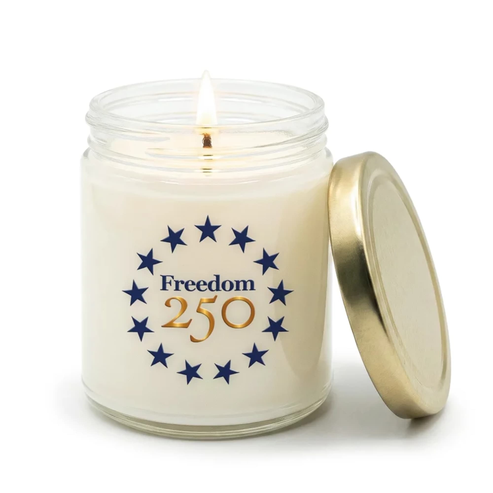 Designed to mark a once-in-a-generation milestone, this Freedom 250 soy candle brings