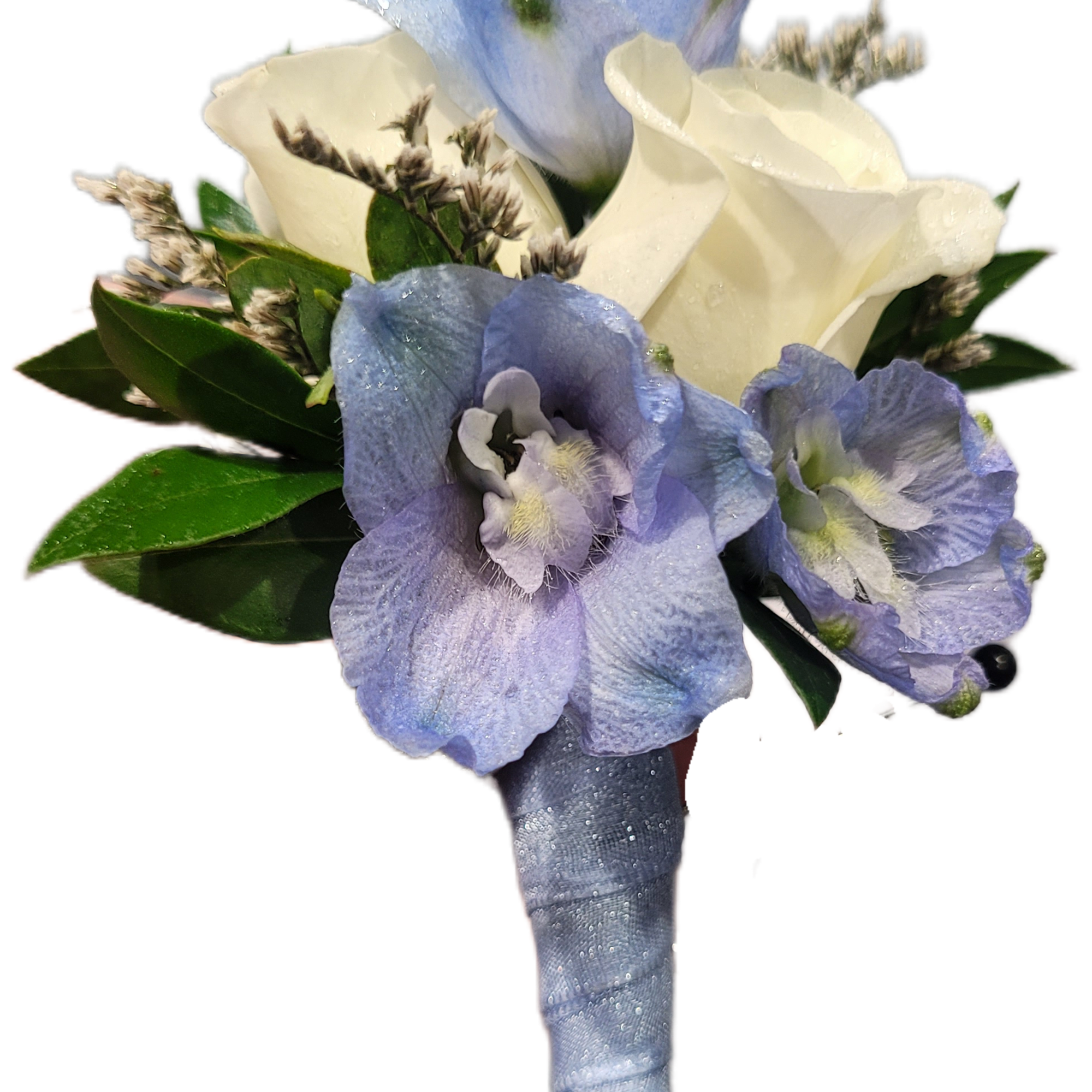 Custom pin on boutonniere. Includes 2 pins. Florals will be determined based