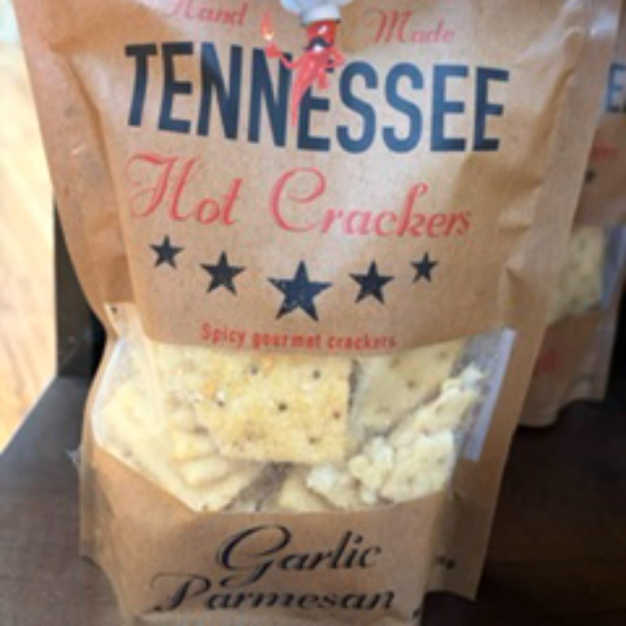 Bag of Tennessee hot crackers with visible crackers inside