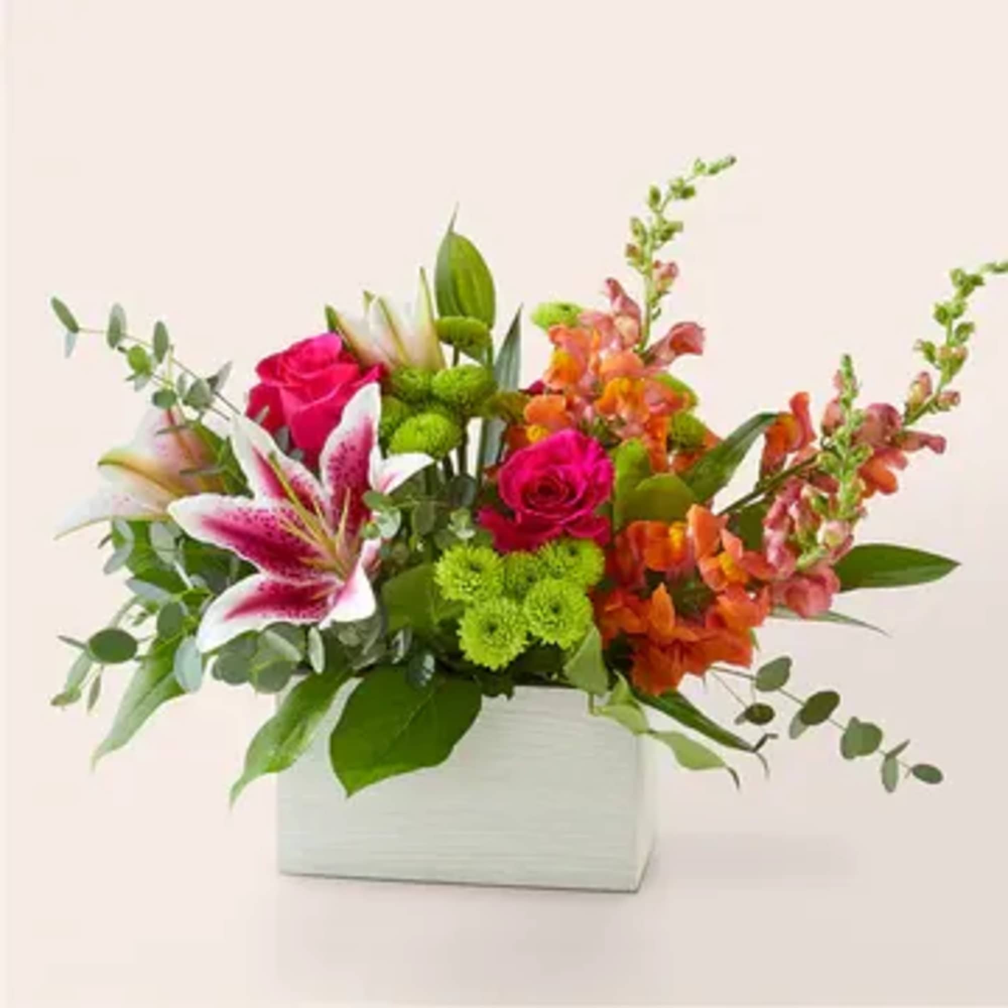 Beautiful and elegant flowers in a Wood box