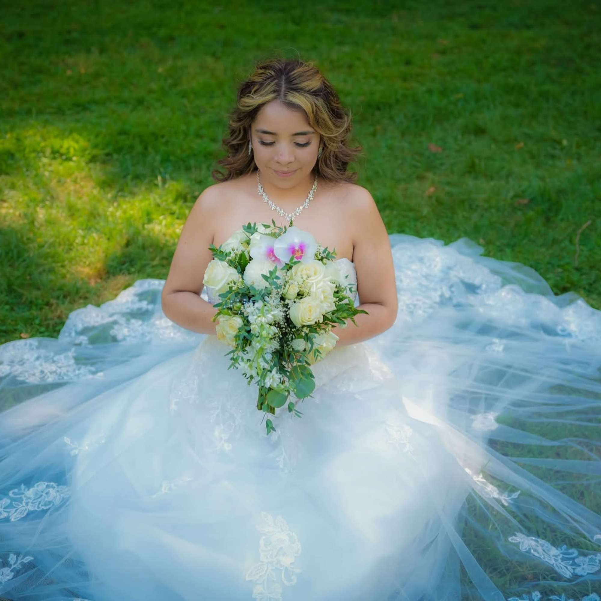 Soft, romantic, and naturally elegant, this hand tied bridal bouquet features a, photo 2 of 2