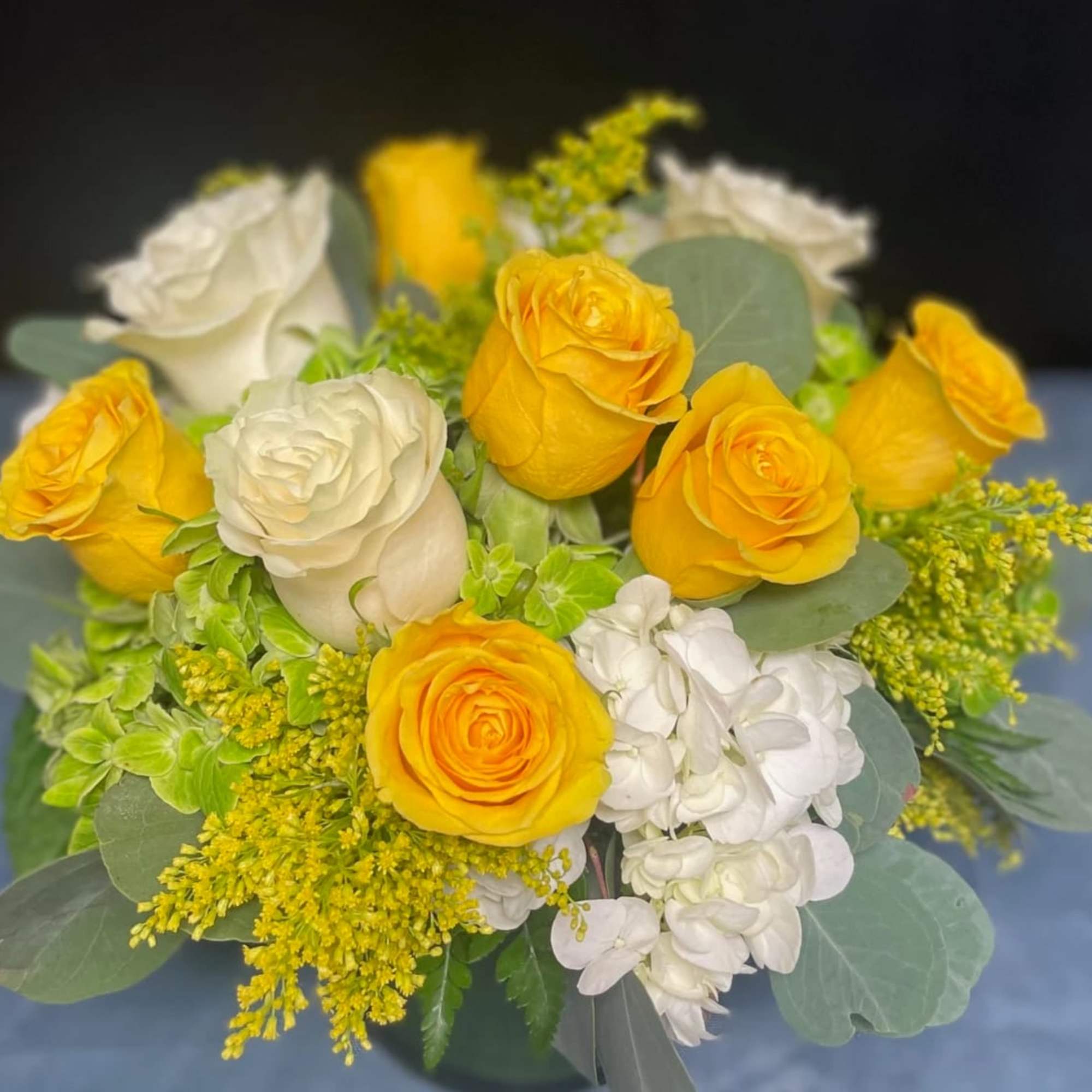 White and Yellow Roses, Green and White Hydrangeas, Solidago and Greenery , photo 3 of 3