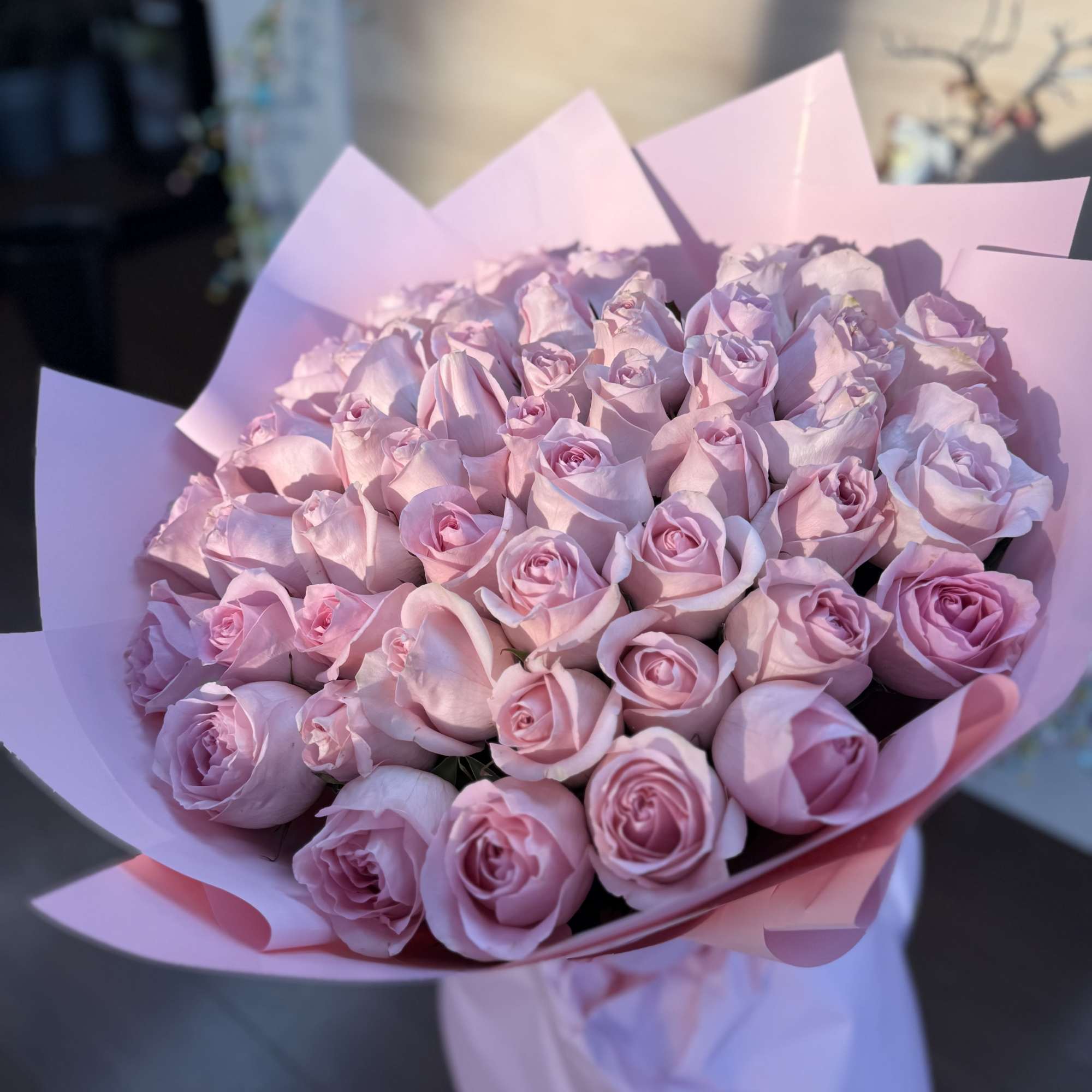 A delicate bouquet of pink roses, symbolizing grace, admiration, and gentle love., photo 2 of 2