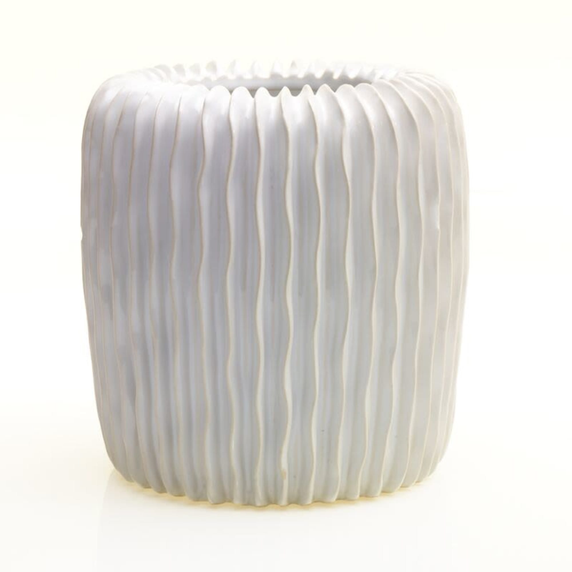 Elegant sculptural vase with flowing ripple texture, a great vessel for any