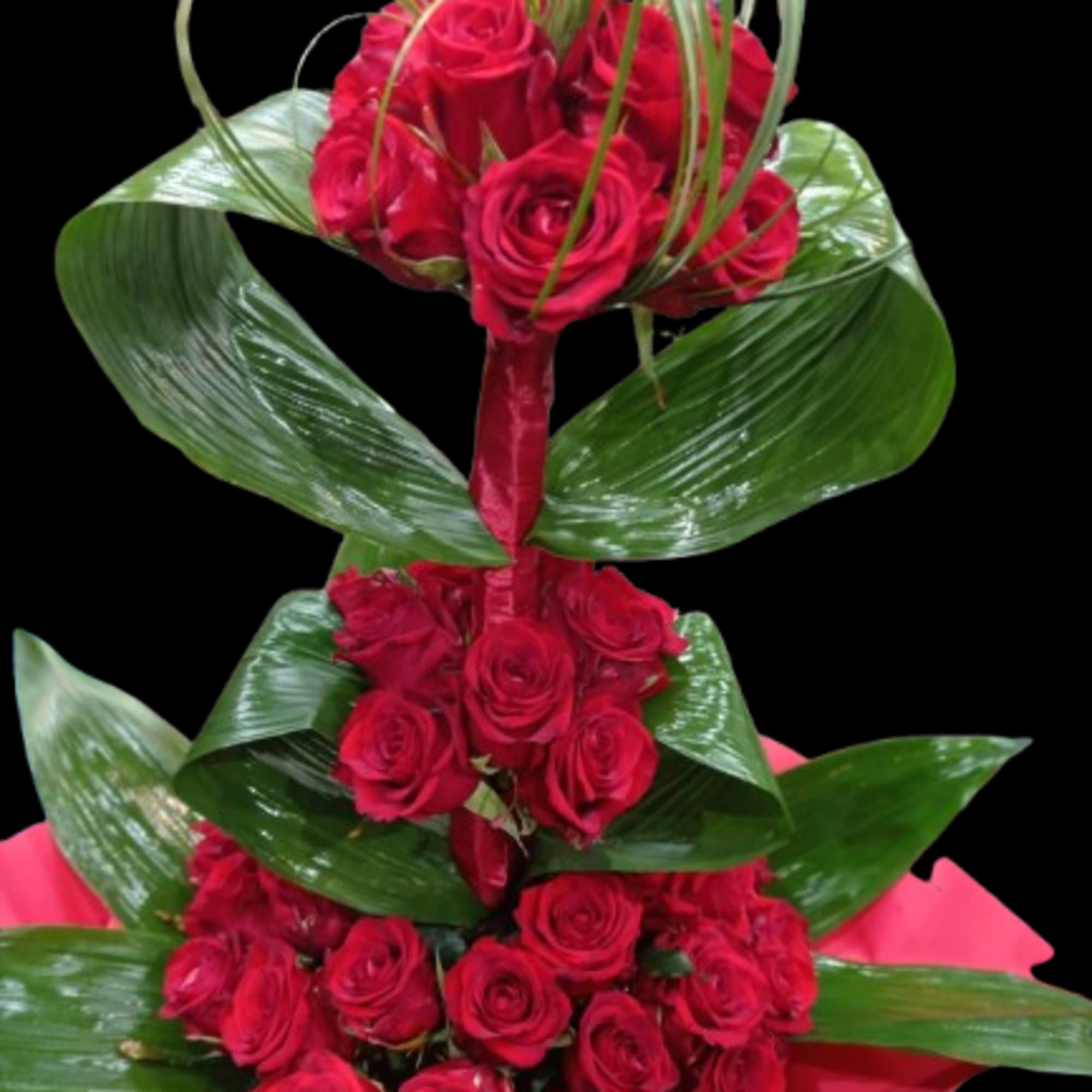 A dramatic, sculptural rose arrangement that reads as a bold romantic statement, photo 2 of 2