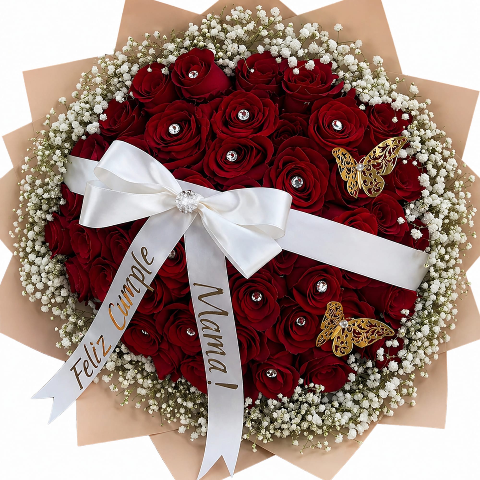 A dense dome of deep red roses makes an immediate statement-perfect as