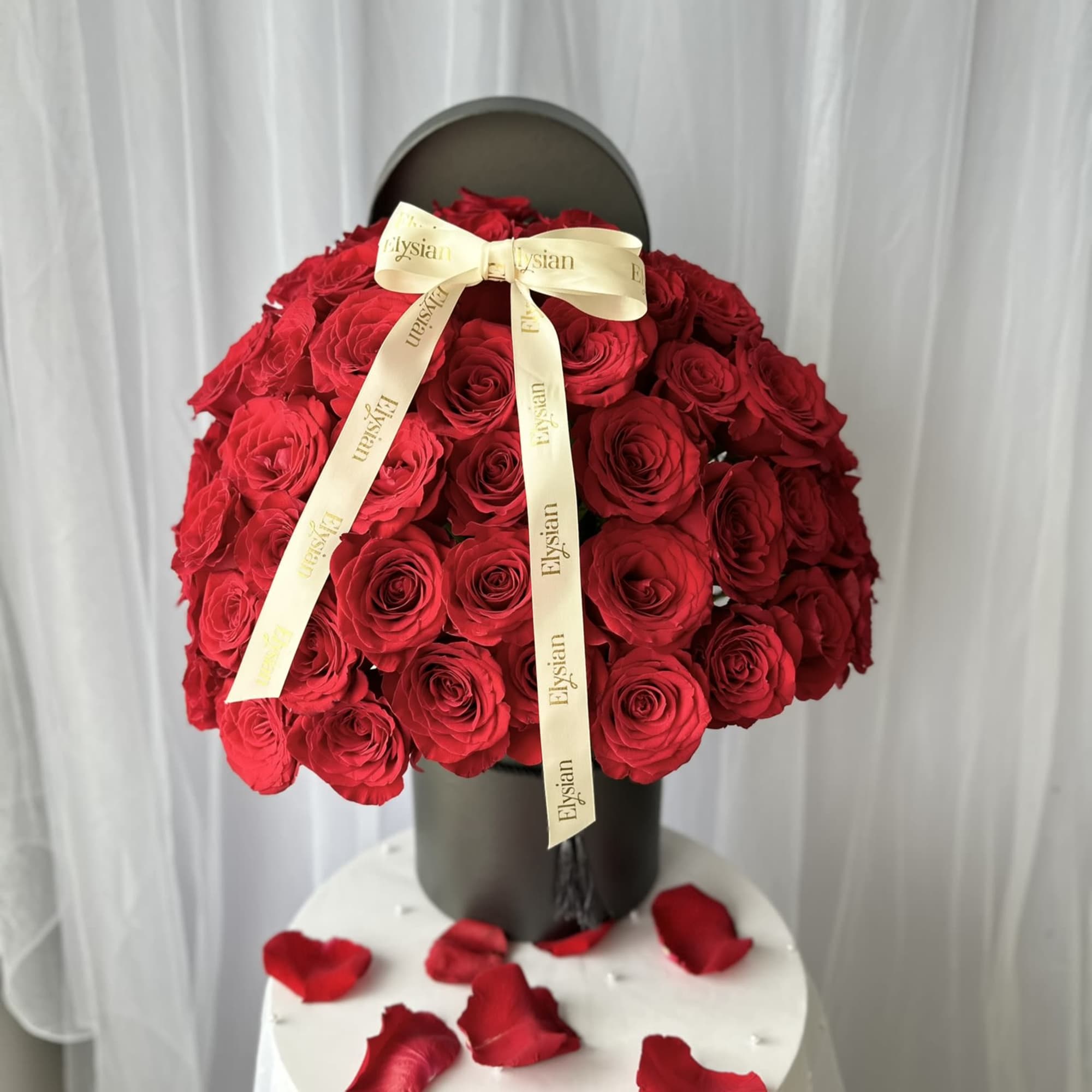 Introducing Grand Symphony of Roses, an opulent flower box arrangement designed to, photo 3 of 3