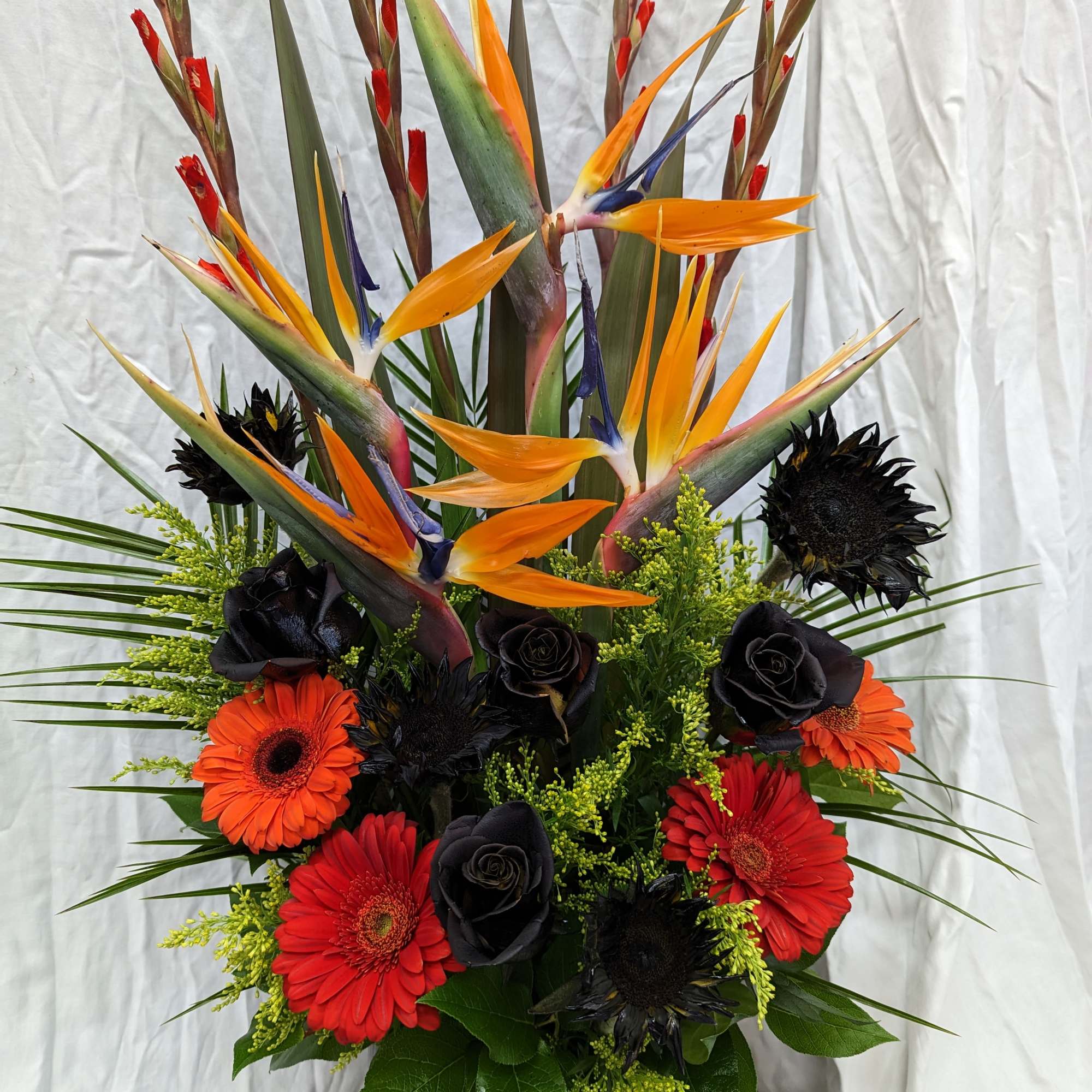 Orange and black flowers were requested for a Harley Davidson member's memorial, photo 2 of 3
