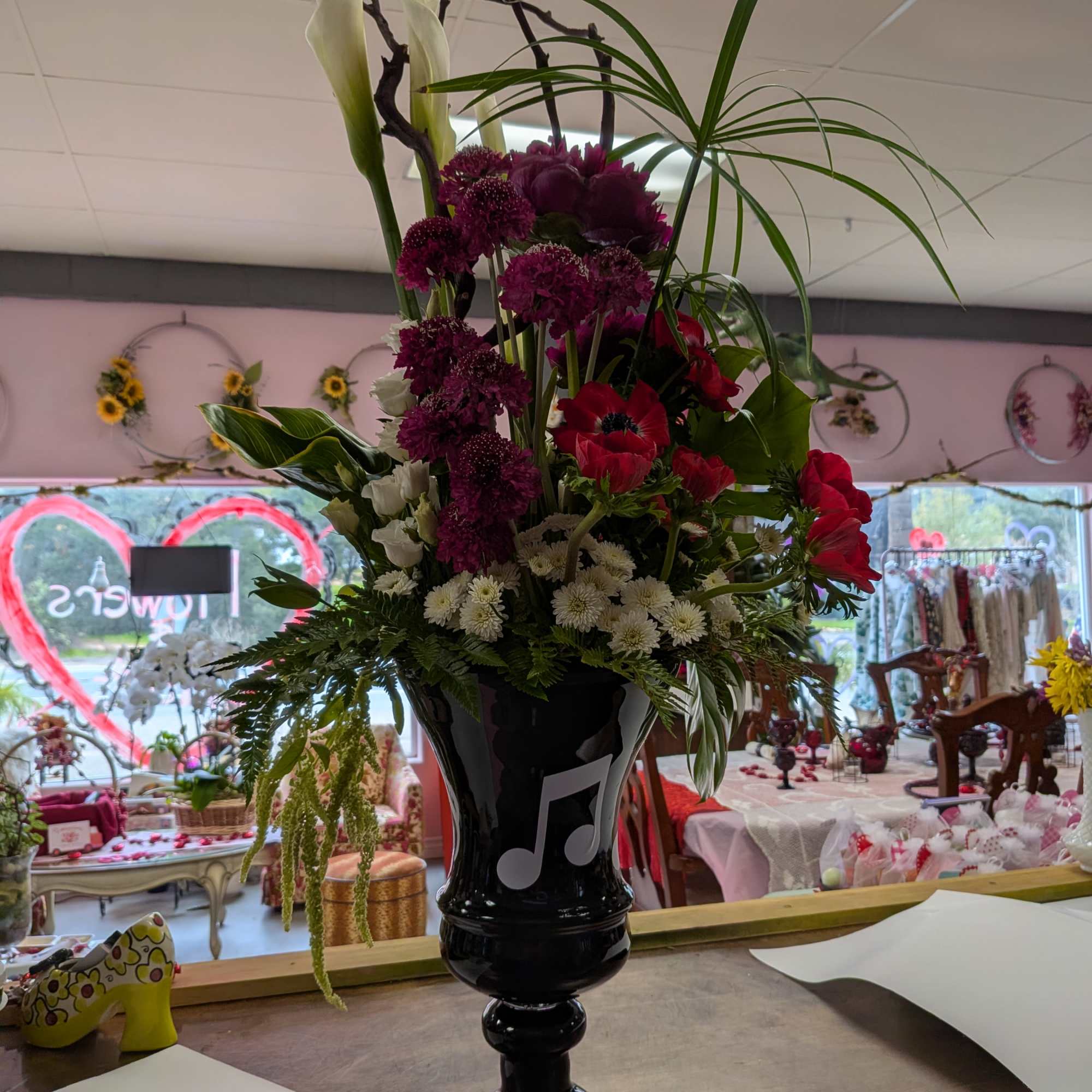 A variety of flowers to represent California and Idaho native flowers and