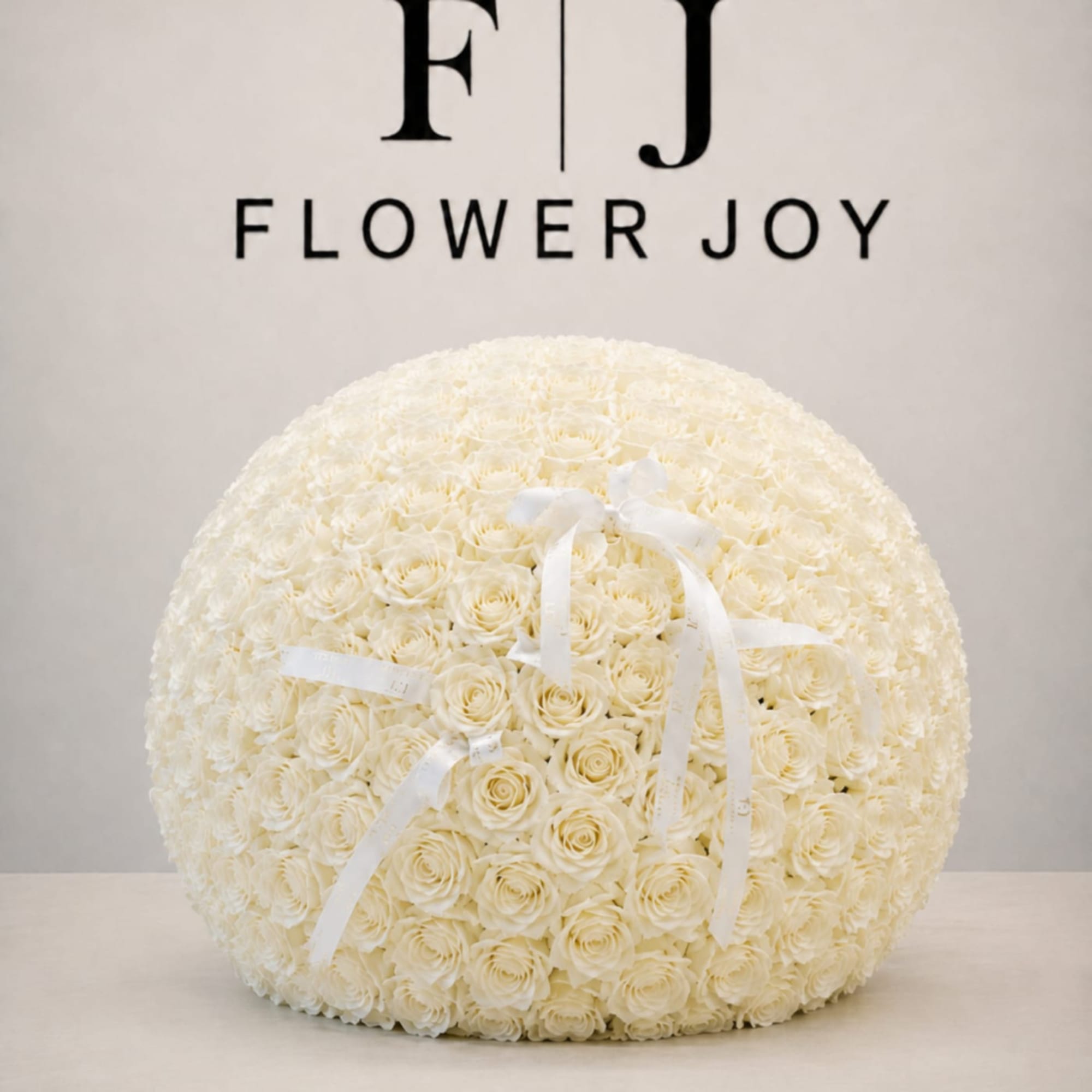 An abundant arrangement of white roses, designed to make every celebration feel