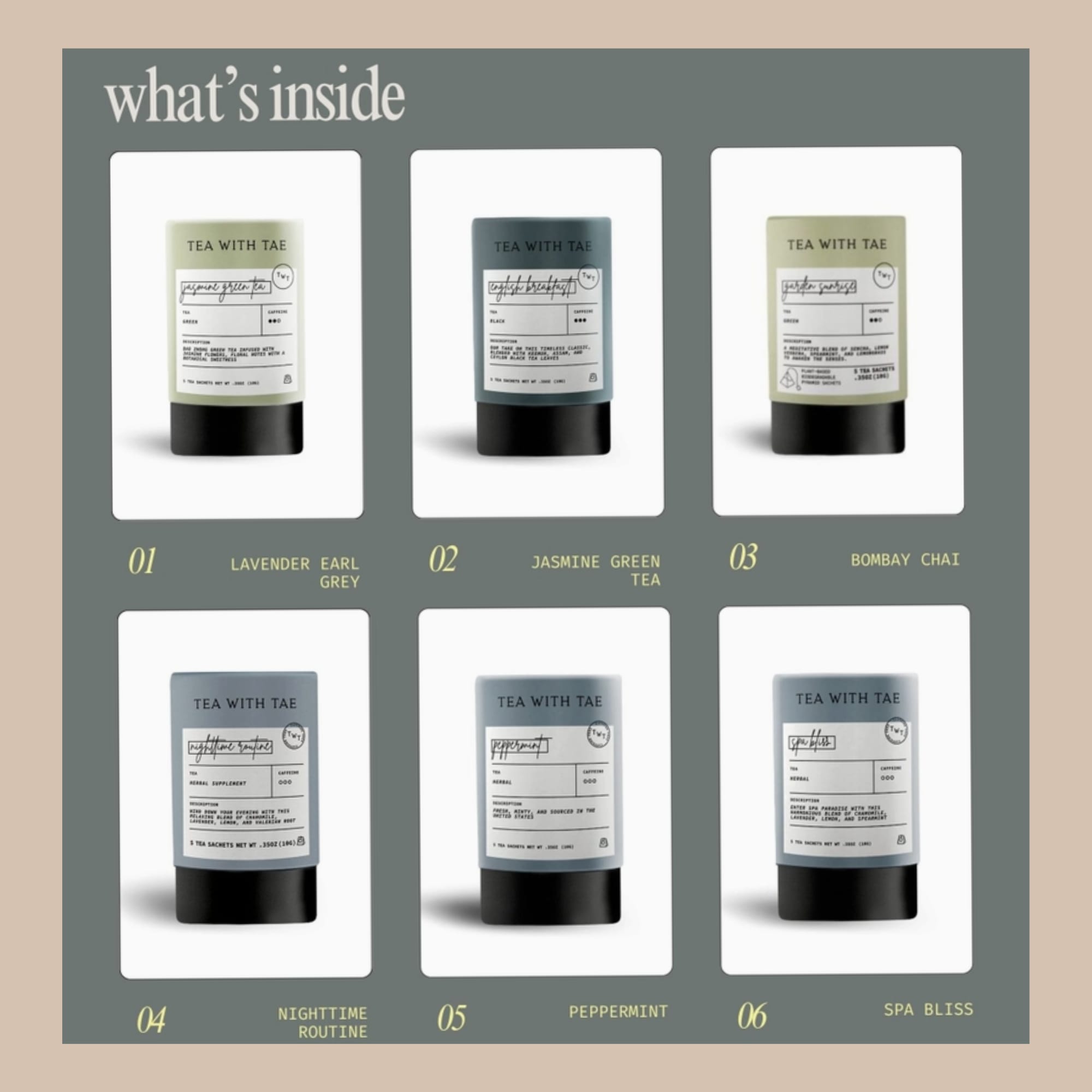 A matte black presentation box of premium teas makes a calm, modern, photo 3 of 5
