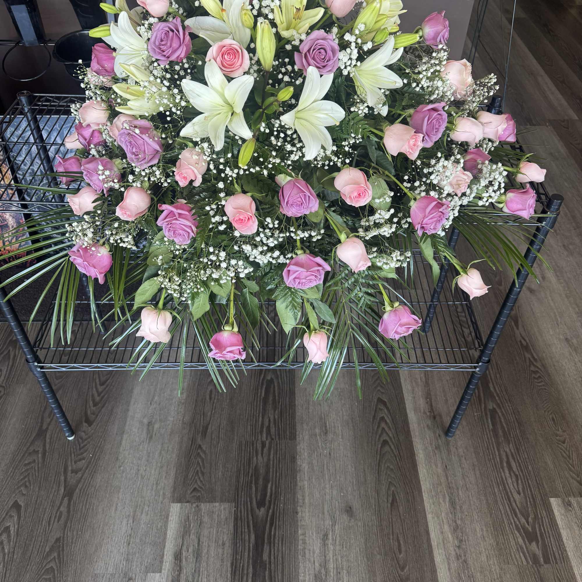 The Sweet Memories Casket Spray offers a gentle and elegant farewell, celebrating, photo 2 of 2
