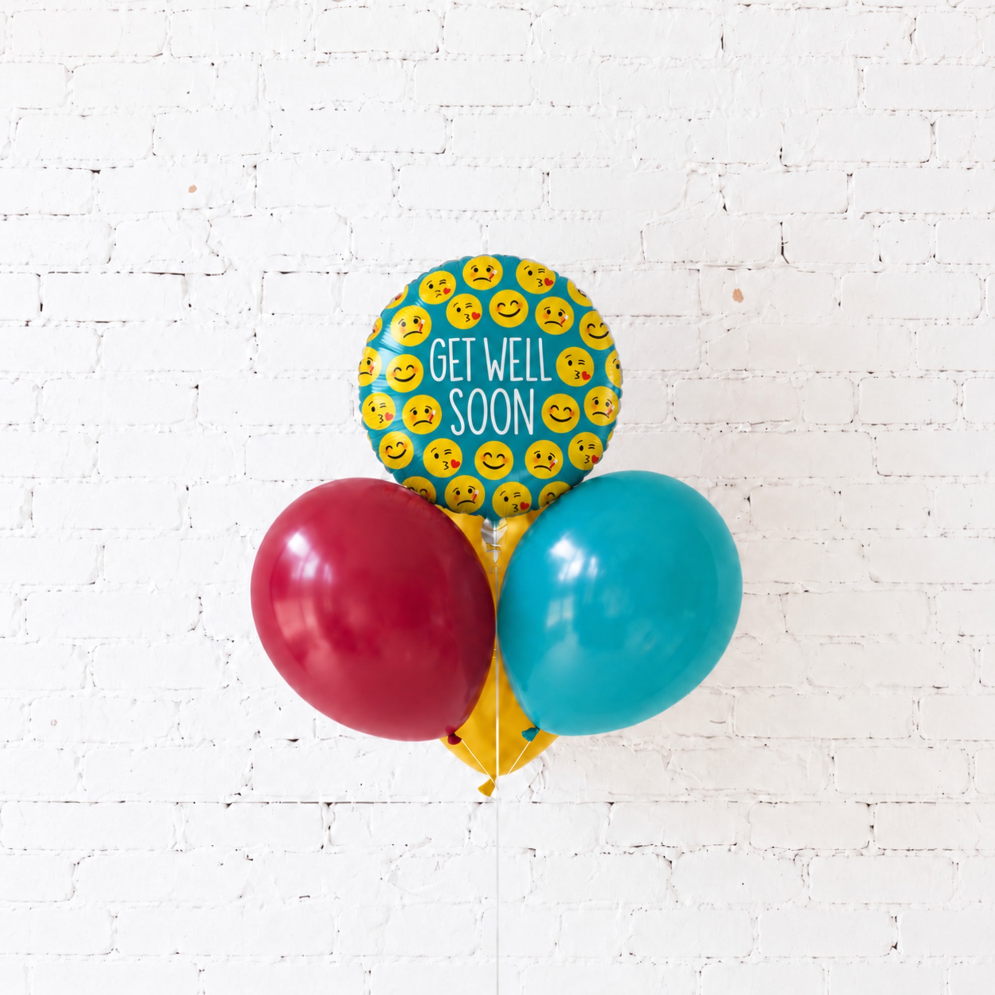Get Well Soon balloon bouquet with two round balloons