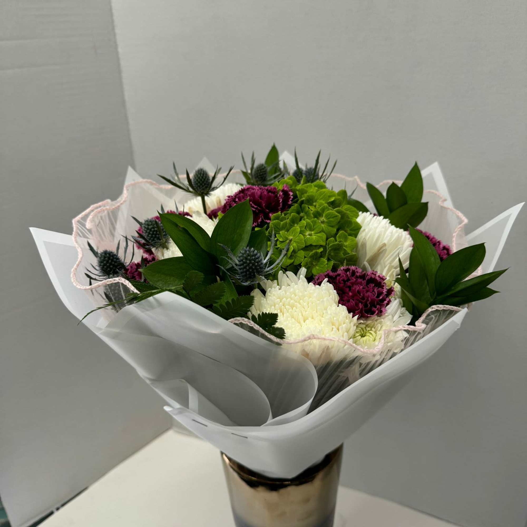 If you are looking for something different, this bouquet with chrysanthemums, carnations, photo 2 of 2