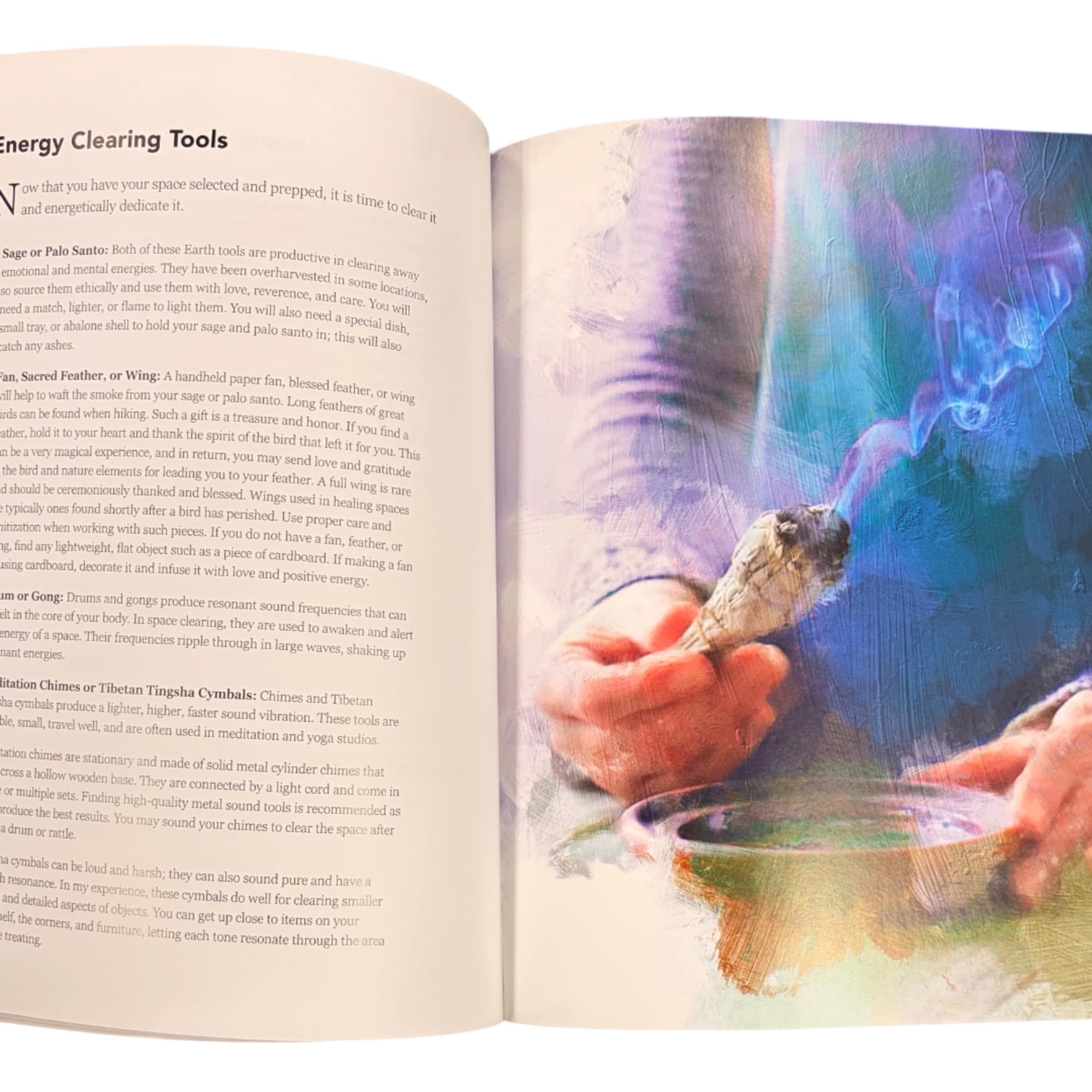 Open book with text on the left and a colorful illustration on the right