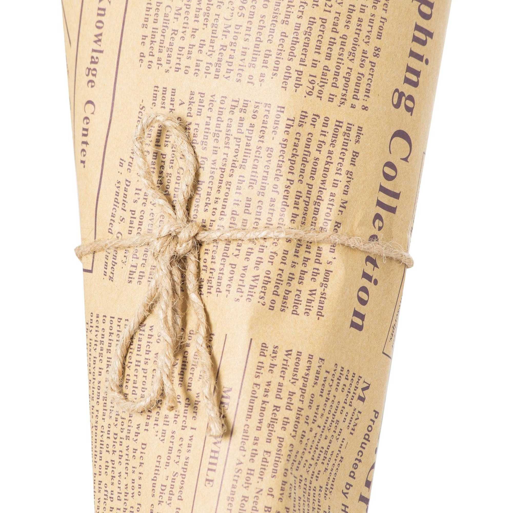 Bundle of newspapers tied with twine