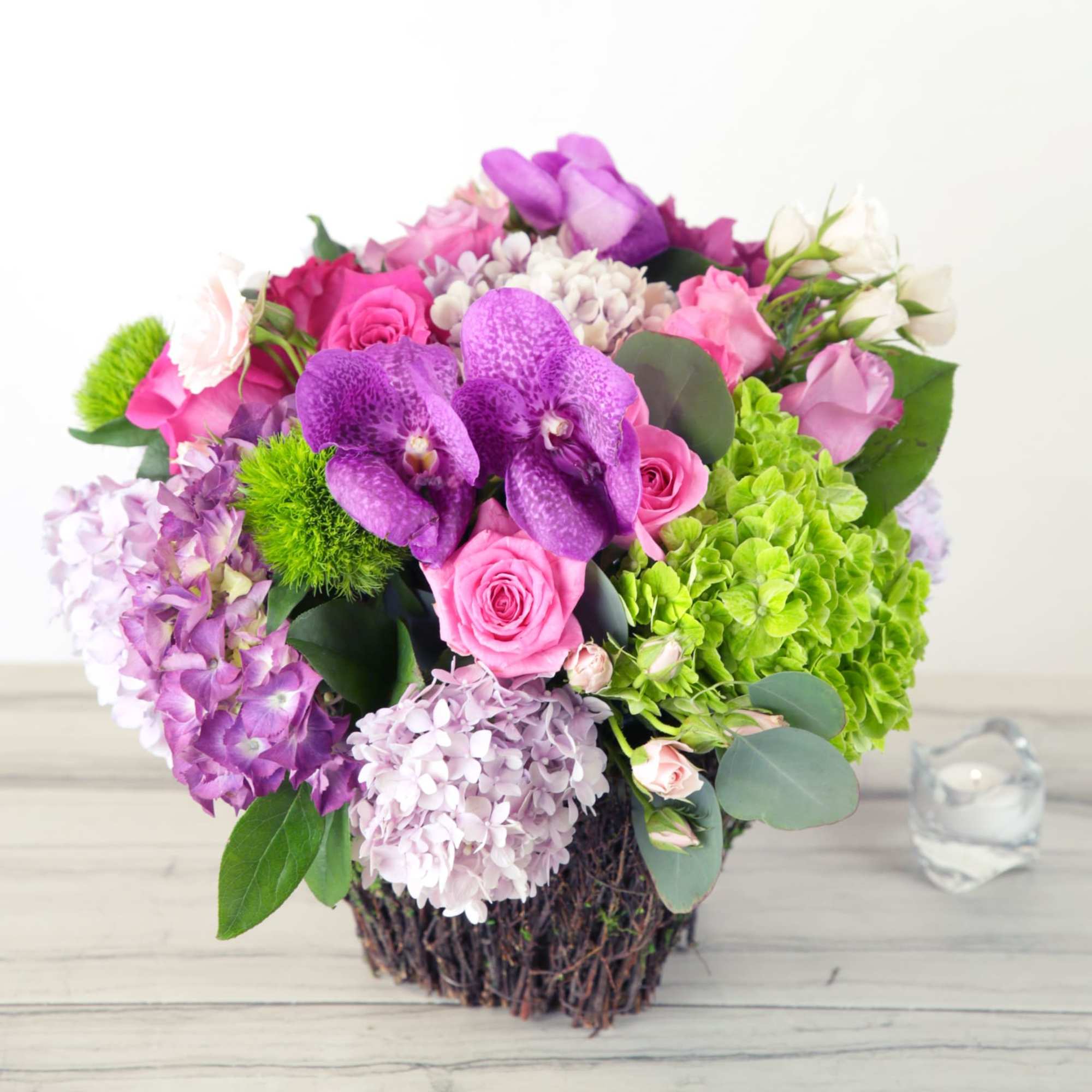 Full and colorful...this rectangular basket overflows with gorgeous pink tones of spray, photo 2 of 2