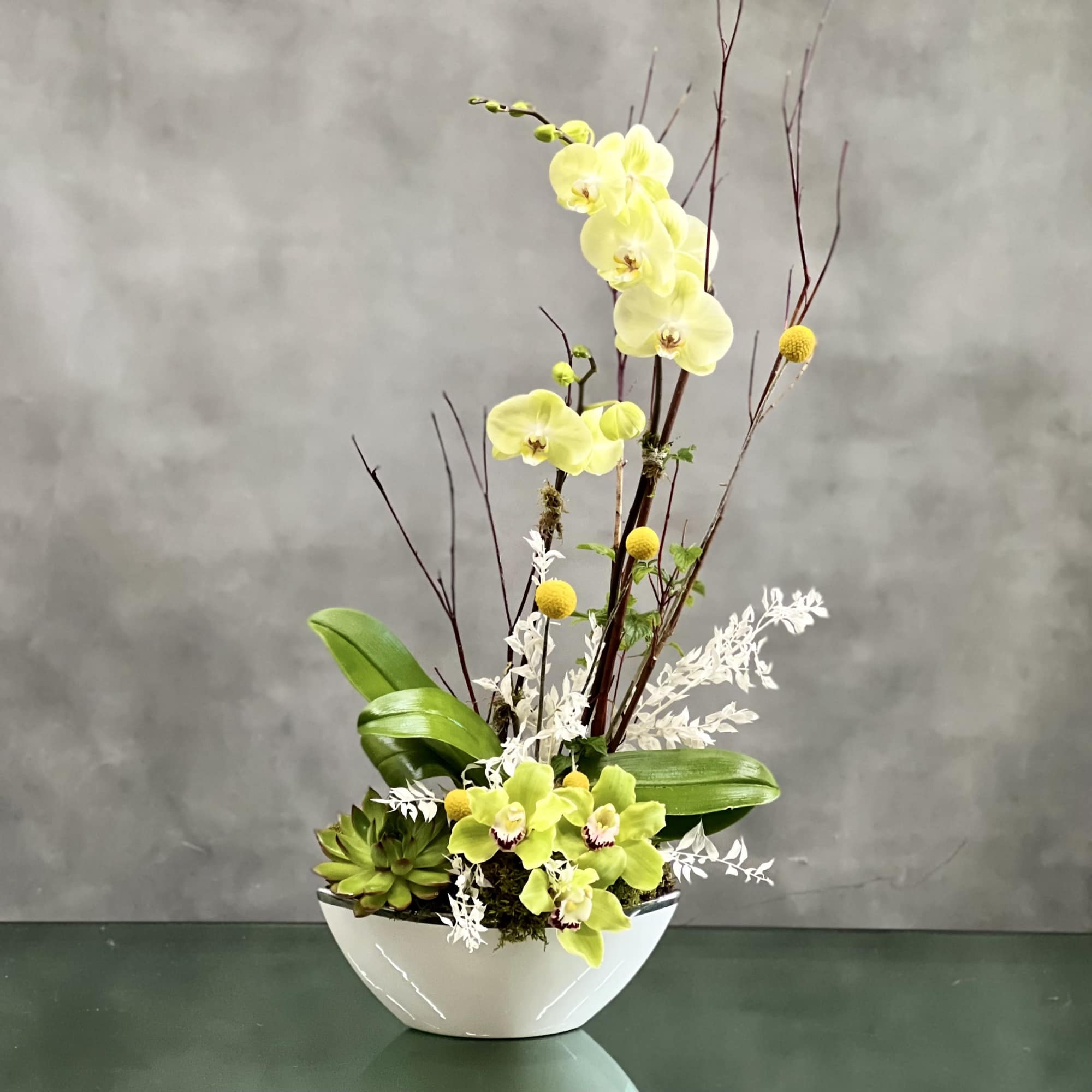 Lovely, graceful, and exotic. Our Lemonade Orchids with long, delicate stems that