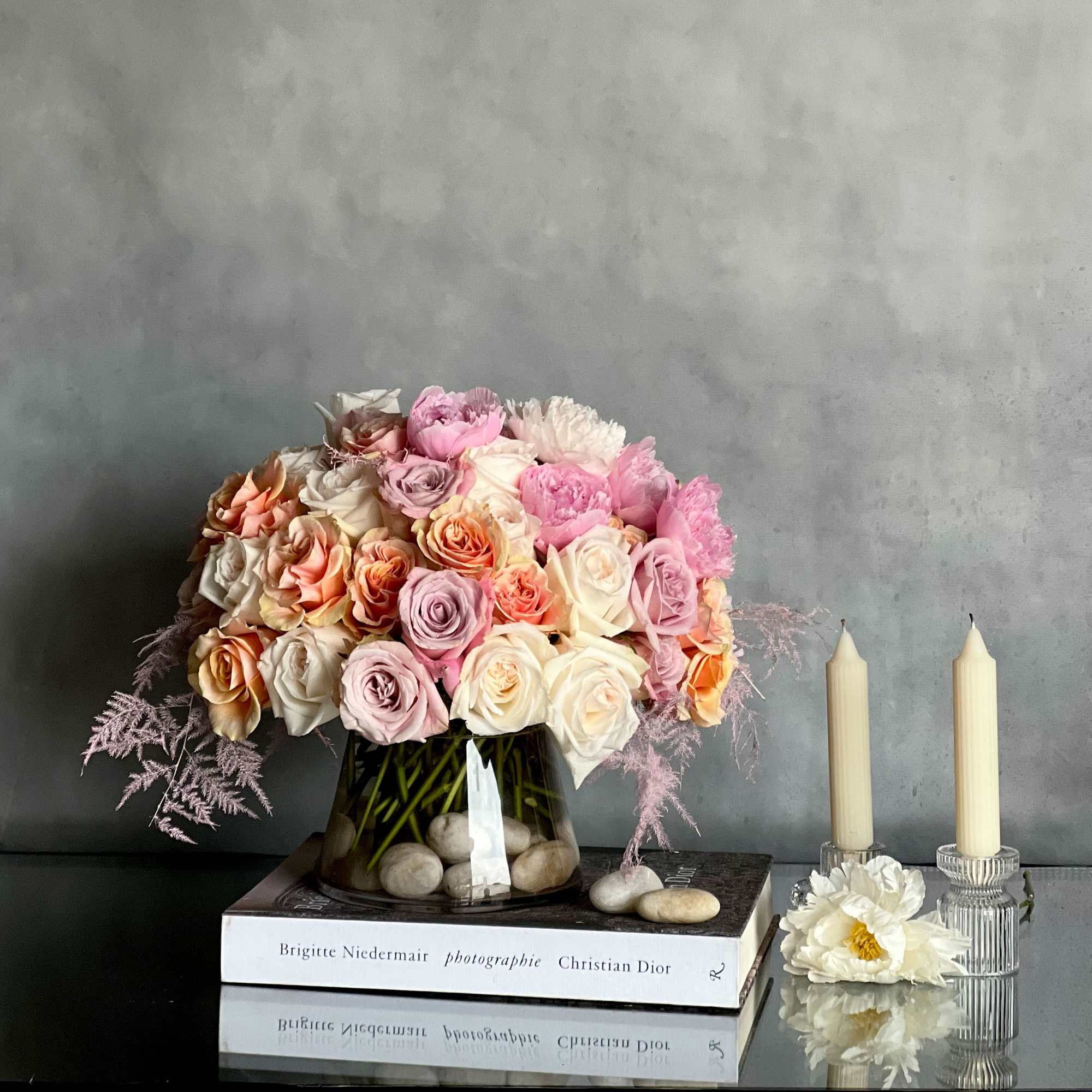 "Pink &amp; Chic" consists of a beautiful array of various pink Roses, photo 5 of 6