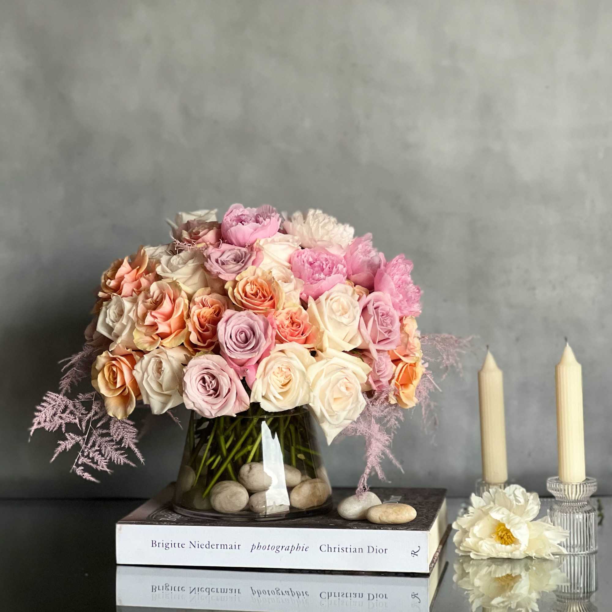 "Pink &amp; Chic" consists of a beautiful array of various pink Roses, photo 3 of 6