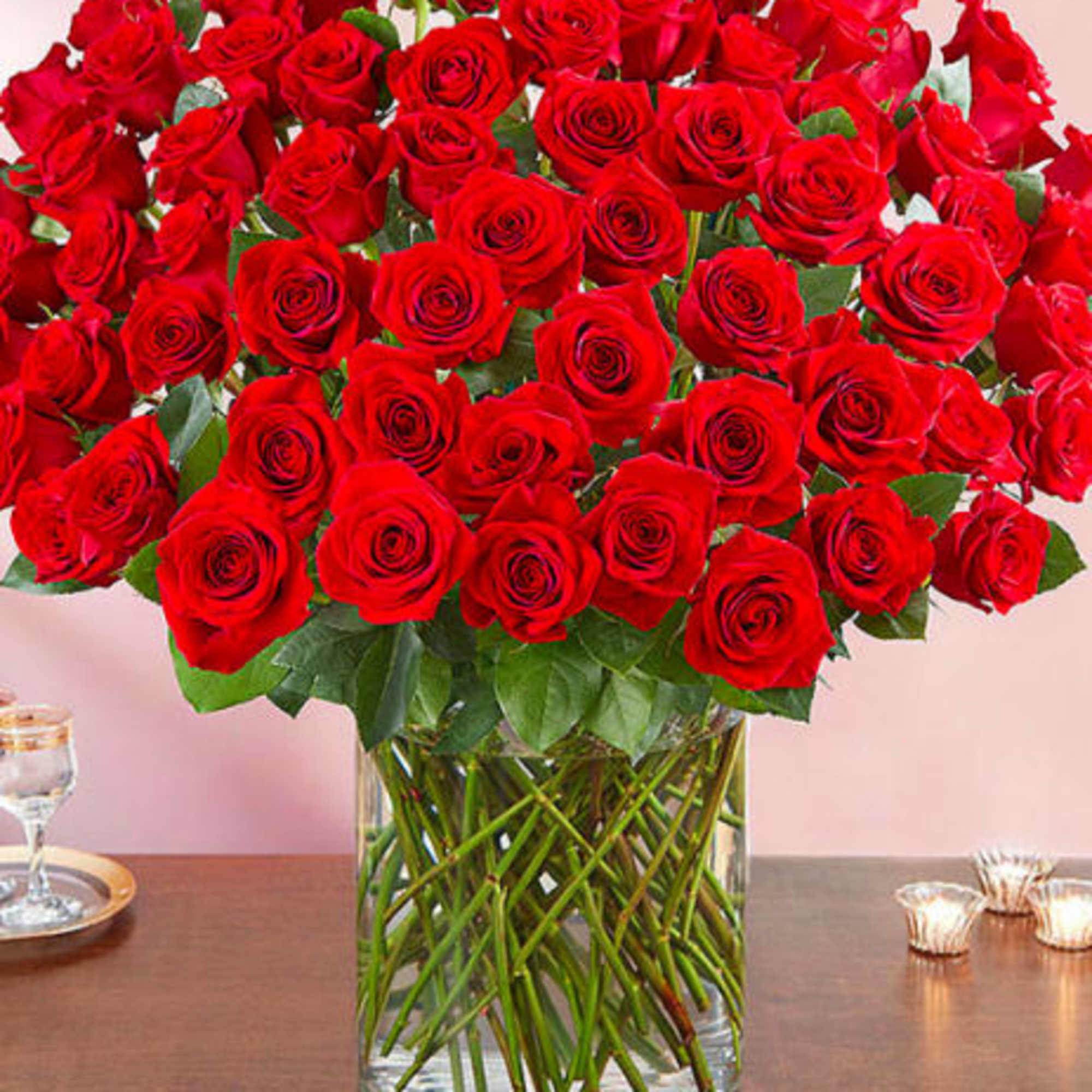 100 Red Premiant Long Stem Roses.
Introducing the "100 Premium Red Roses Bouquet"